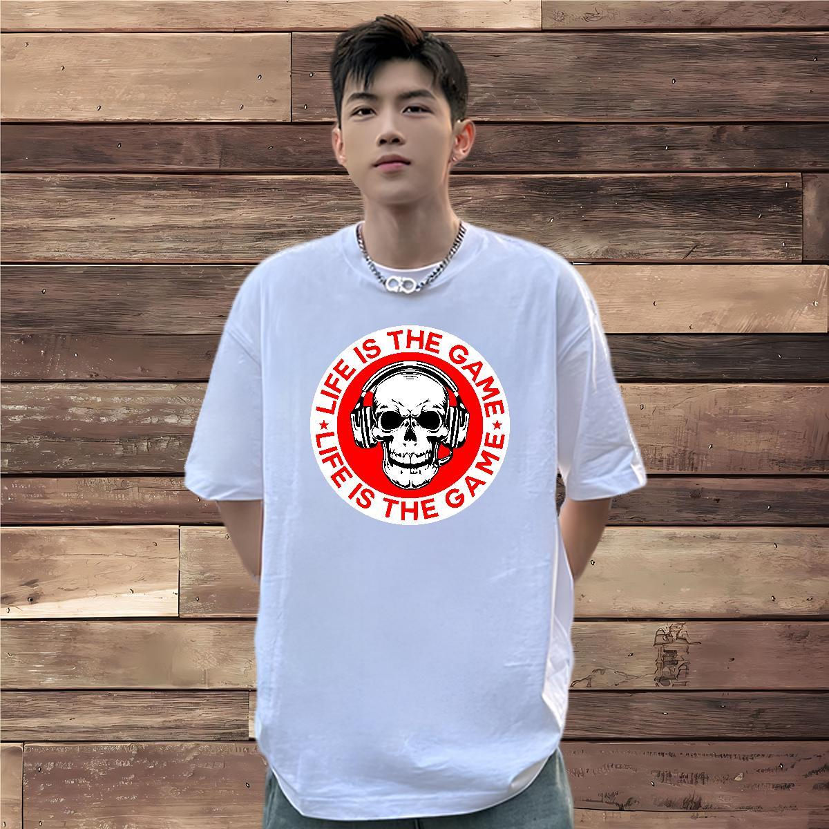 TOP Quality Mens T Shirts 100% Cotton 230g skull Hip Hop Street Asian Size Breathable Soft Men Tshirts Fashion Designer Polos