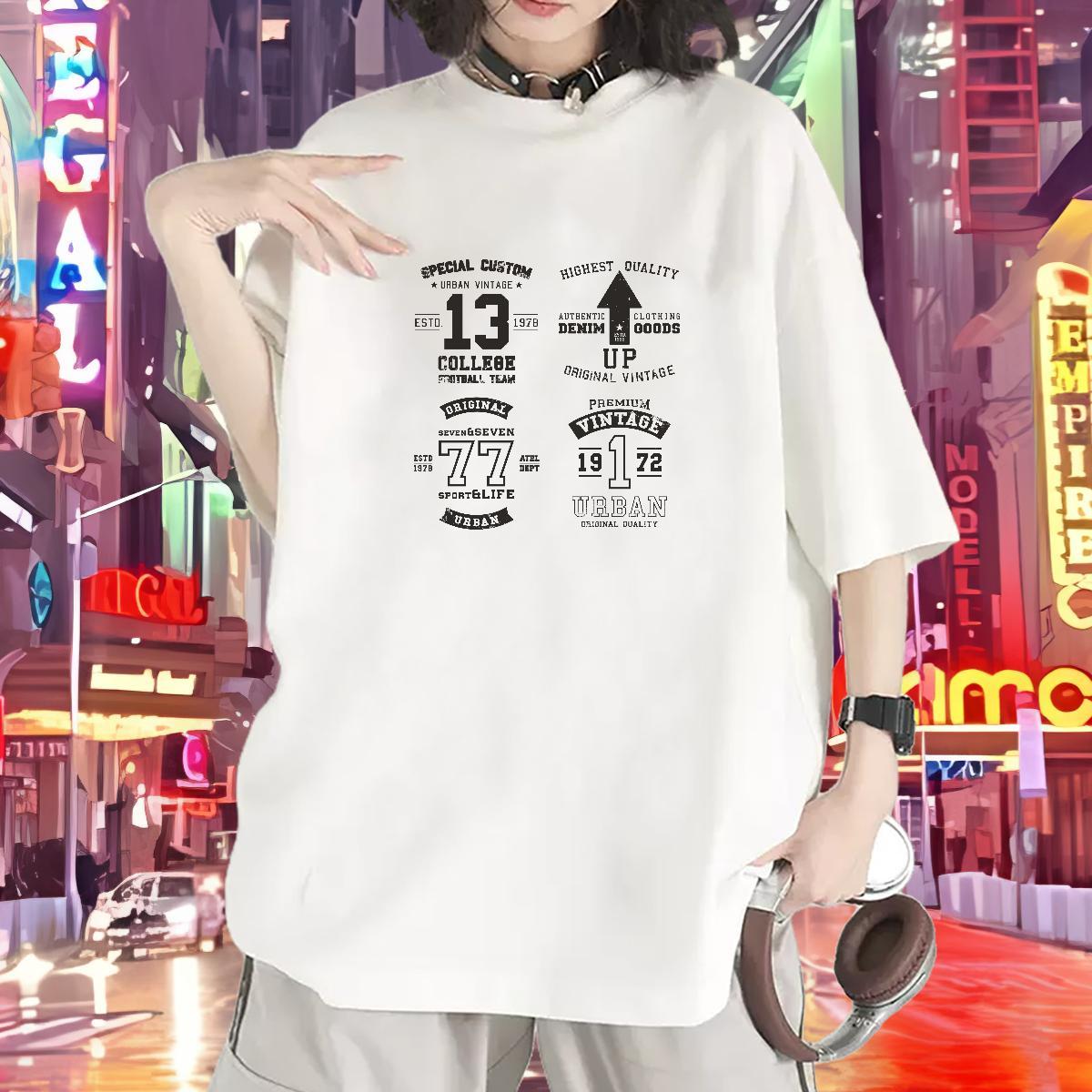 Nice Unisex Tshirts 230g 100% Cotton letter Casual Sport Women T Shirts Crew Neck Breathable Oversized L-4XL Tops Shirt