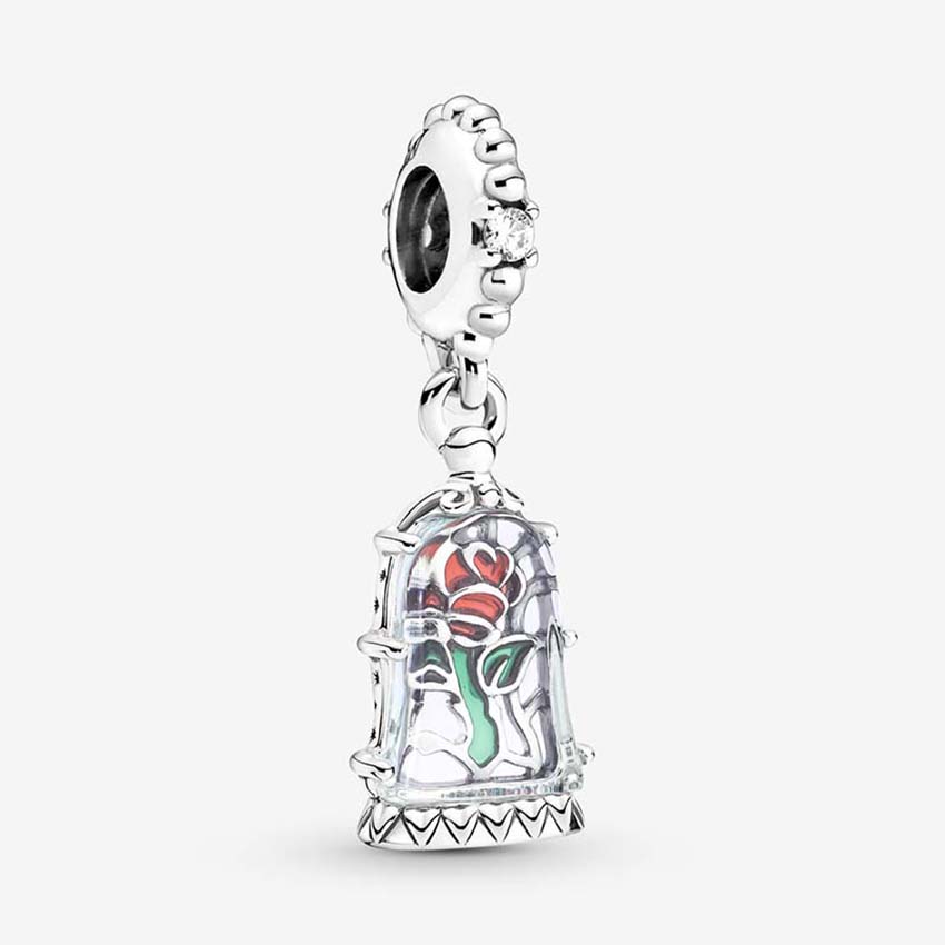 Enchanted Rose Dangle Charm 925 Sterling Silver Logo Charms Set Bracelet Bangle DIY Making Components designer Jewelry Luxury Pendant charm with Original Box