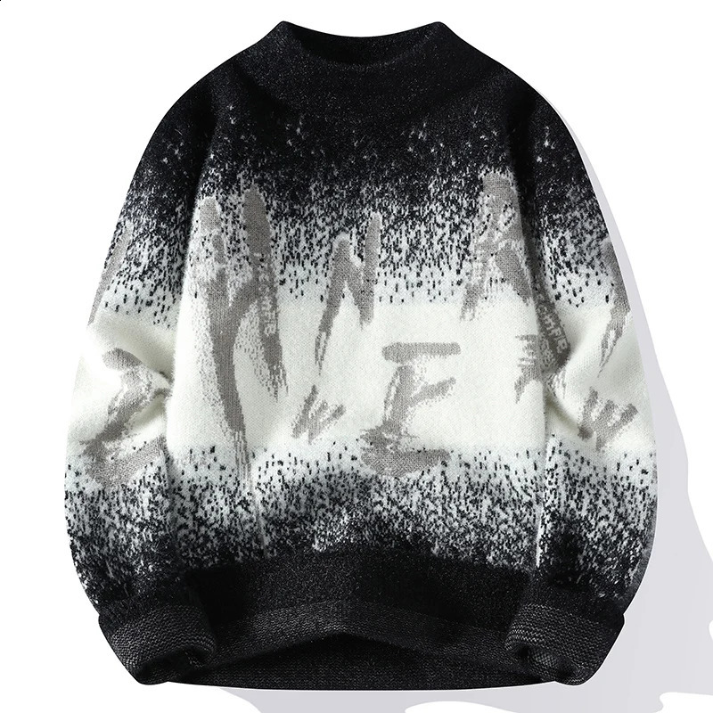 winter letter pattern warm sweater mens high-quality thick zipper mens wool sweater mens size M-3XL MY016 240824