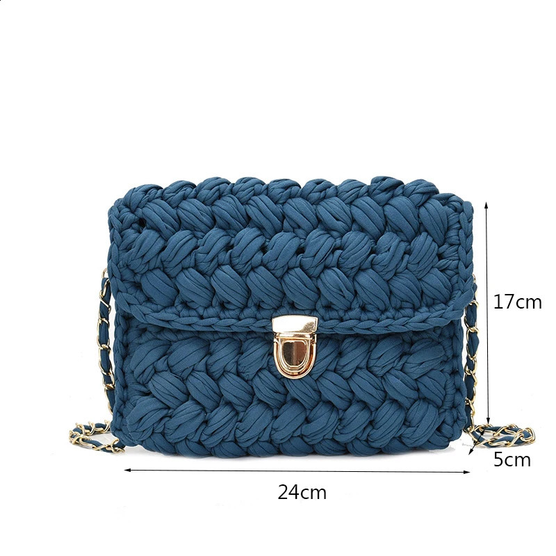 Fashion Bags for Women Hand Woven Bag Strip Thread Hook Knitted Womens Casual Shoulder Bag Crossbody Bag Clutch Bag 240826