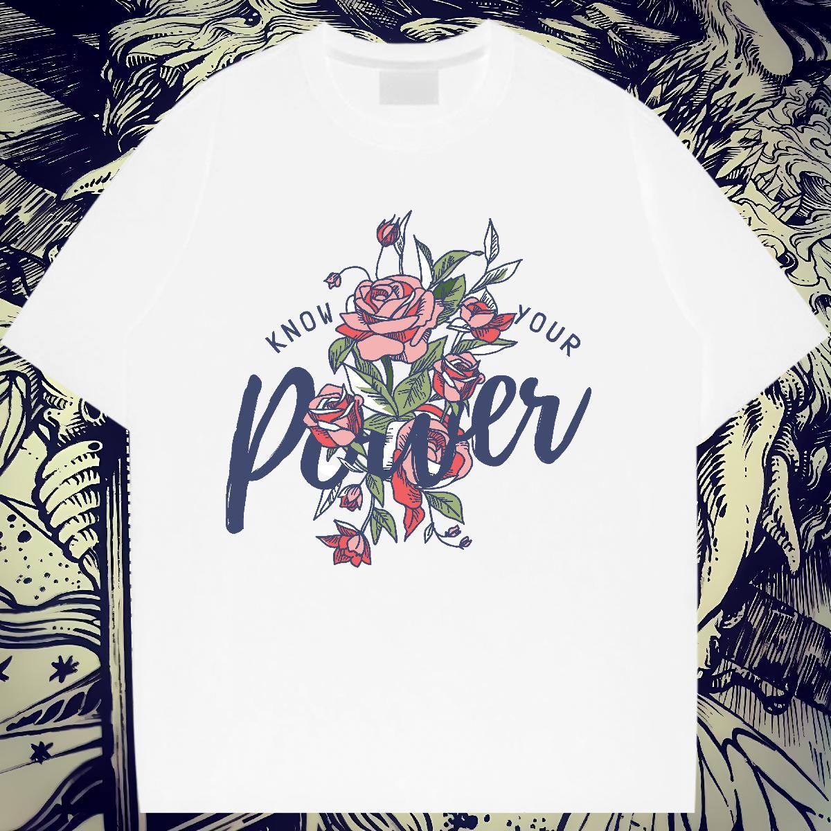 Wholesale Tshirt for Man Woman 100% Cotton 230g letter Street Wear T-Shirts Short sleeve Soft Floral Print Clothings