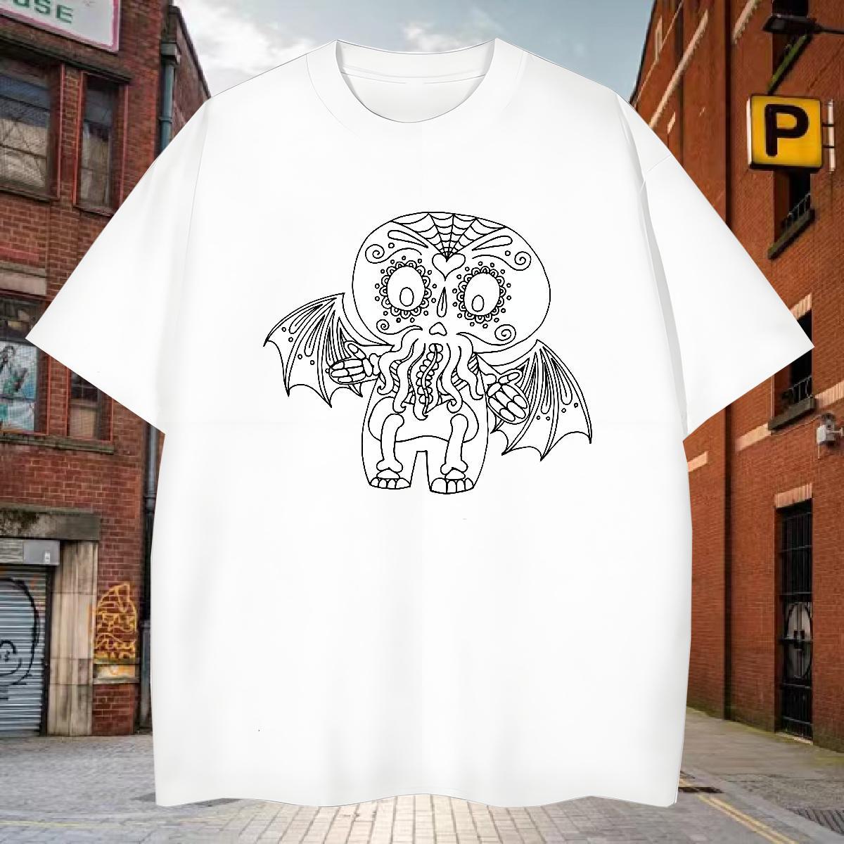 Free Shipping Mens T Shirts 100% Cotton 230g skull Sports Casual Skull Round Neck Short Sleeve Mens Tshirts 2024 DIY Polos