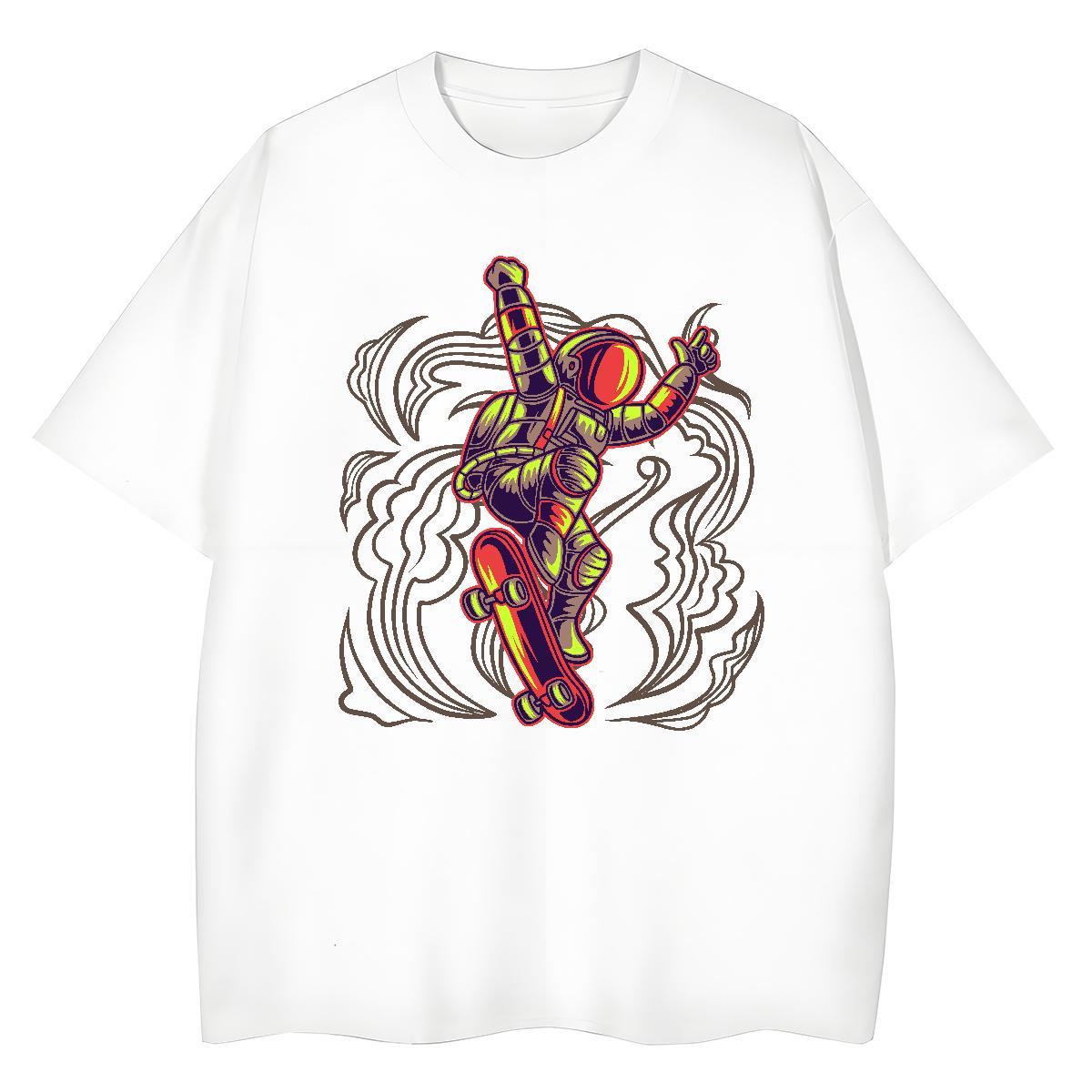 Soft Couples T Shirts 100% Cotton 230g space Street Casual T-Shirts Breathable Crew Neck Anime Oversized Clothes