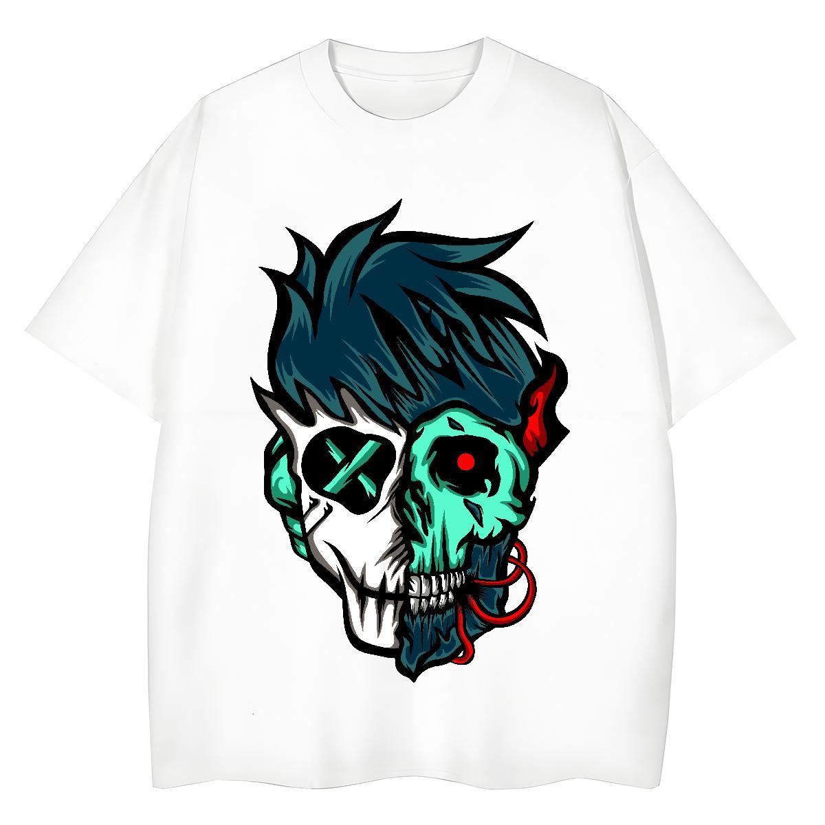 Soft T Shirts Men 230g Cotton skull Anime Printing Street Customized Print Breathable Crew Neck Men Clothes T-Shirt Factory Direct Tee Shirt