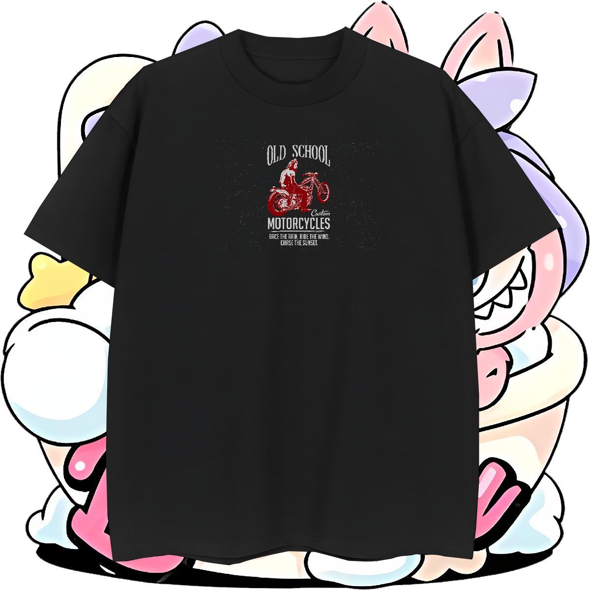 Classic Mens T Shirts 100% Cotton 230g Motorcycle Sport Black Oversized Breathable Short Sleeve Couples T Shirts Classic Casual Tops Tees