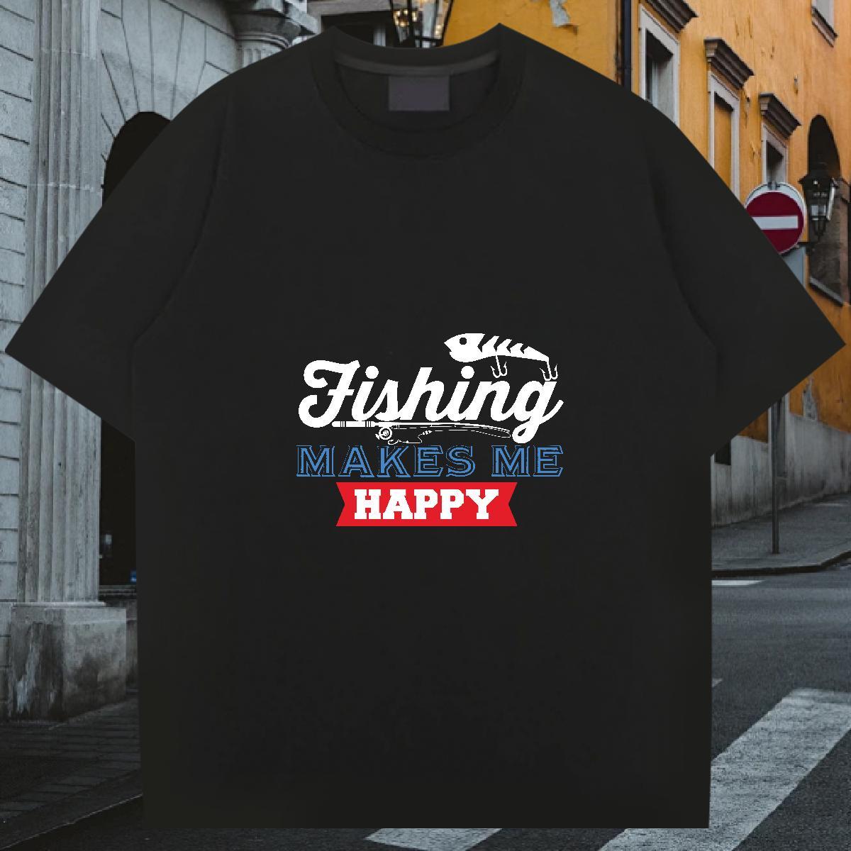 Unisex T-Shirts 230g 100% Cotton fish High Street Hip Hop Customized Print Round Neck Short Sleeve Men Clothes T-Shirt DIY Tees
