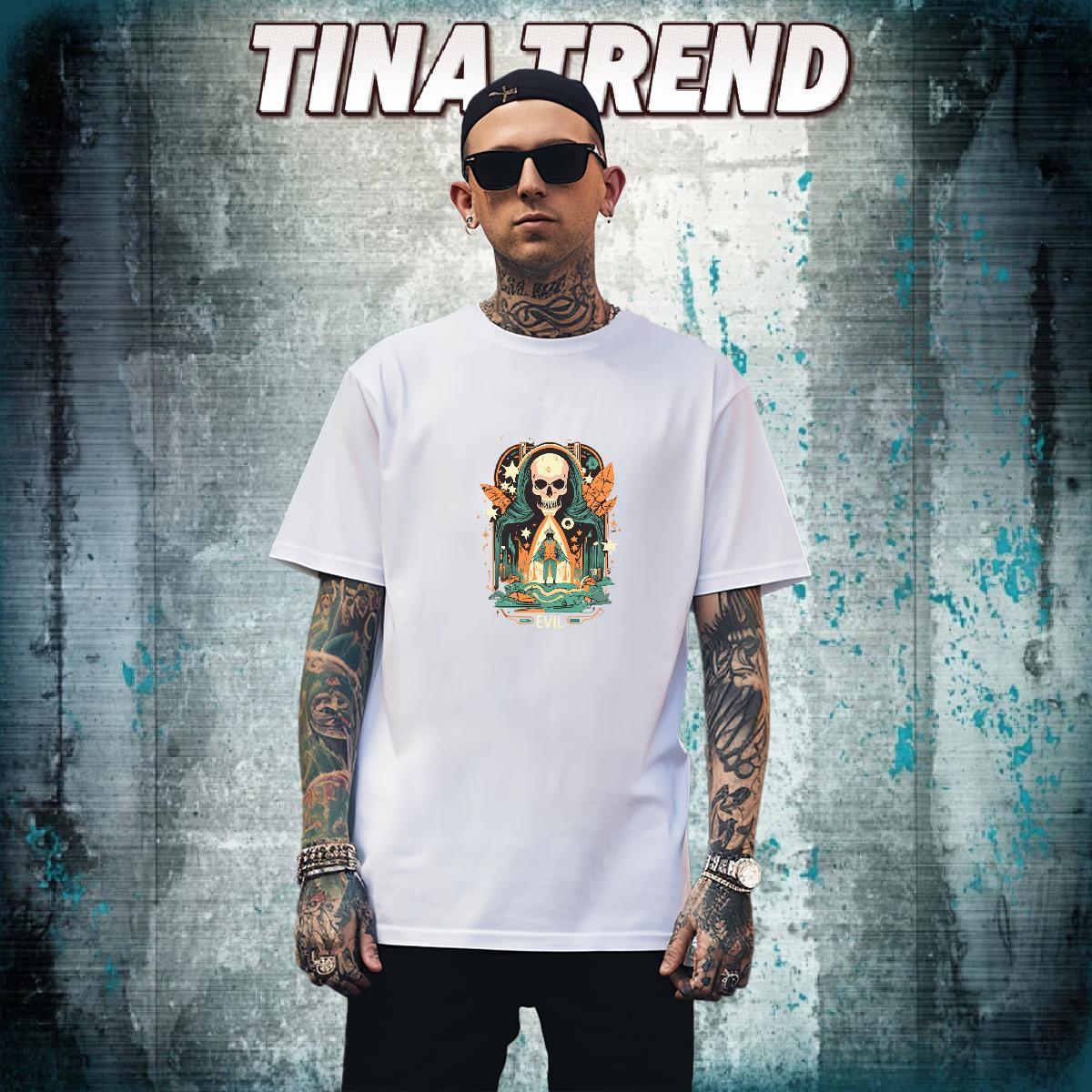 High Quality Mens T Shirts 230g Pure Cotton skull Home Outdoor DIY Breathable Short Sleeve Men Tops Tees Classic Tees Shirts