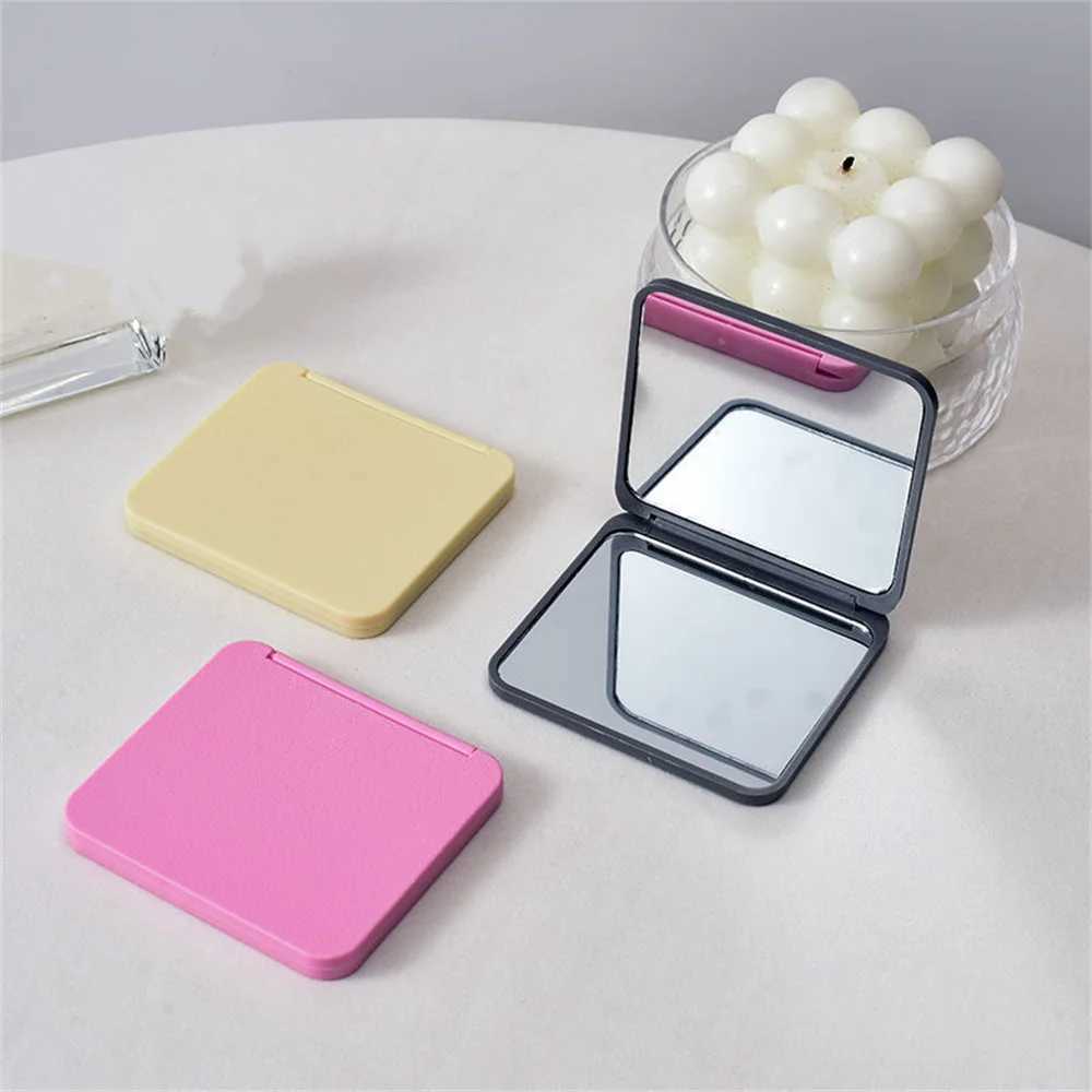 Square Handheld Makeup Mirror Double Sided Mini Portable Pocket Folding Round Makeup Mirror For Travel Beauty Cosmetic ToolXJ241213