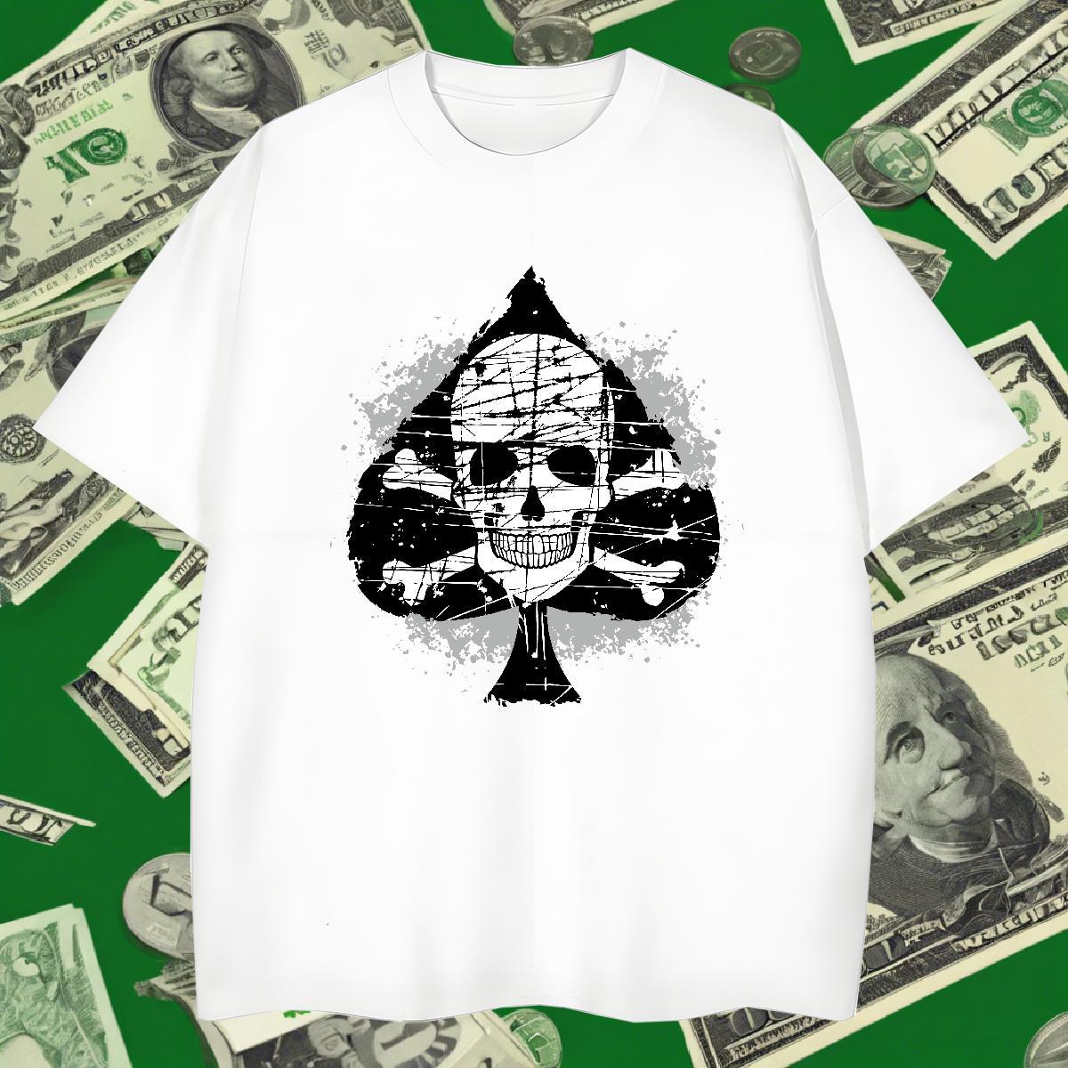 Classic T Shirts Men 230g 100% Cotton skull Spring Summer Oversized 4XL Breathable Crew Neck Men Clothes T-Shirt Classic Casual Tees