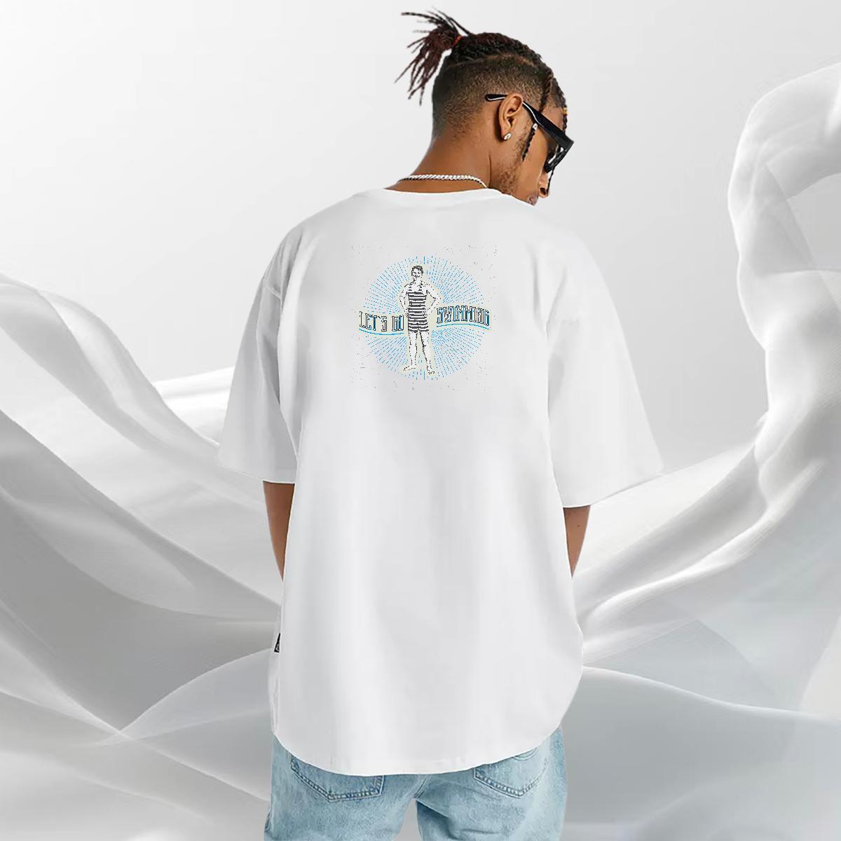 Cool Design T-Shirts for Men 230g Pure Cotton person Sport Cartoon Print Short Sleeve Soft Mens Tshirts Classic Tee Shirt