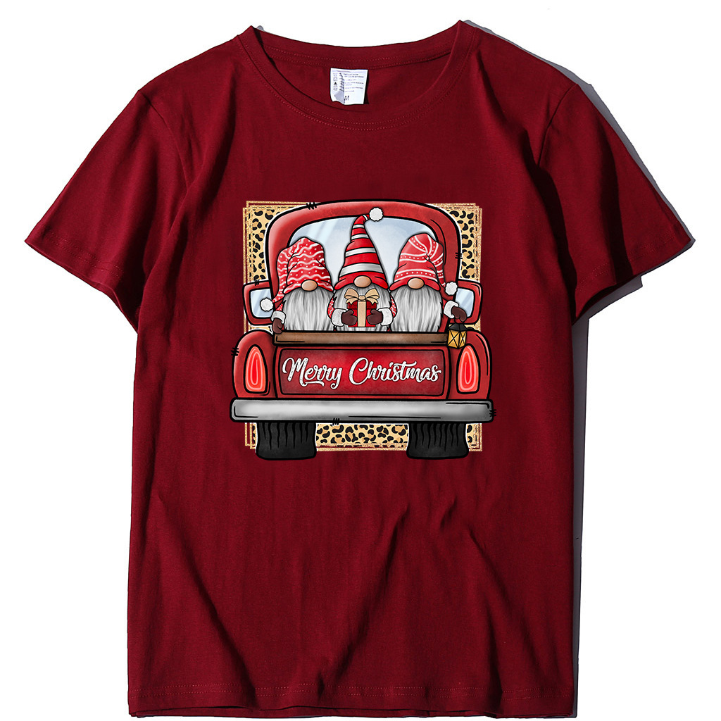 Short sleeved Loose Autumn Women's Merry Christmas Letter T-shirt Top dongdumaoyi