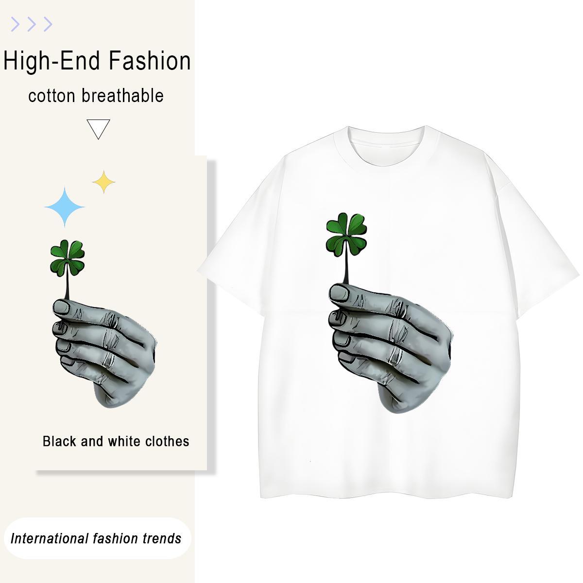 Designer Men T Shirts 230g Pure Cotton hands Street wear Hip Hop Custom Printed O-Neck Short Sleeve Men Clothes T-Shirt 2024 DIY Tee Shirt