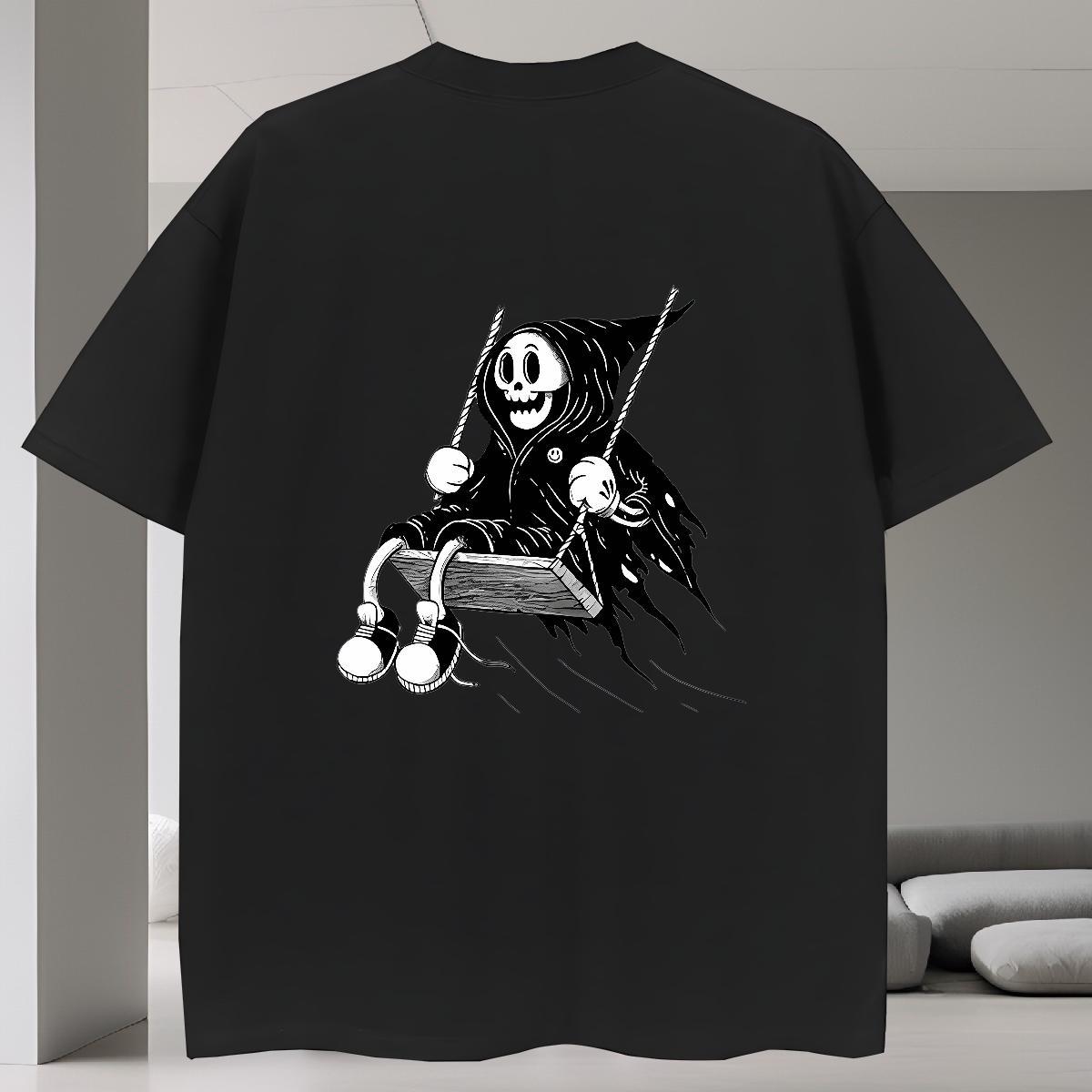 Cool Mens T Shirts 230g Cotton skull Hip Hop Oversized 3XL 4XL Pure Cotton Tshirt for Man Woman Fashion New Clothes