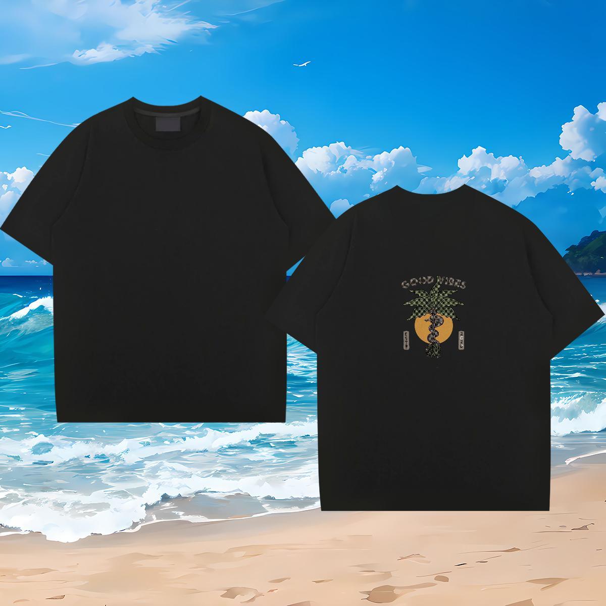 Cool Design T Shirts Men 230g Cotton tree Summer Casual Black Oversized Breathable Short Sleeve Tshirt for Man Woman Fashion Casual Clothings
