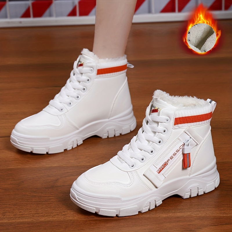 Non Slip High Top Snow Boots, Fur Lined Thermal Round Toe Winter Boots, Platform Warm Wear Resistance Snow Shoes