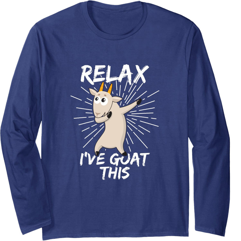 Long Sleeve Shirts for Men sweatshirt Relax I#39;ve Goat This Funny Dabbing Goat Dab Farm Lover Gift Long Sleeve Tee Streetwear Casual tops clothes