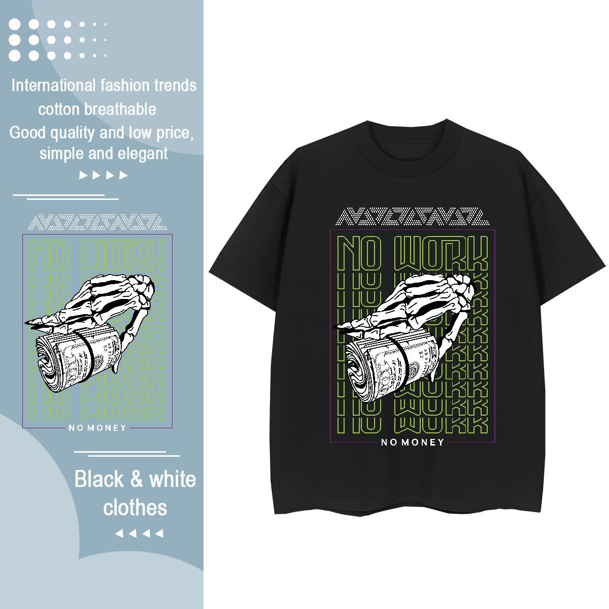 Brand Mens T Shirts 230g 100% Cotton skull Street Graphic Round Neck Short Sleeve Mens Tshirts Fashion Casual Tees