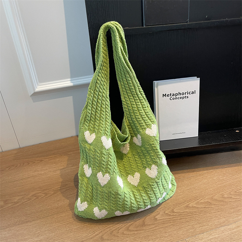 Women Bag New Knitted Bag New Handbag Armpit Bag Print Love Heart Shoulder bag Free shipping