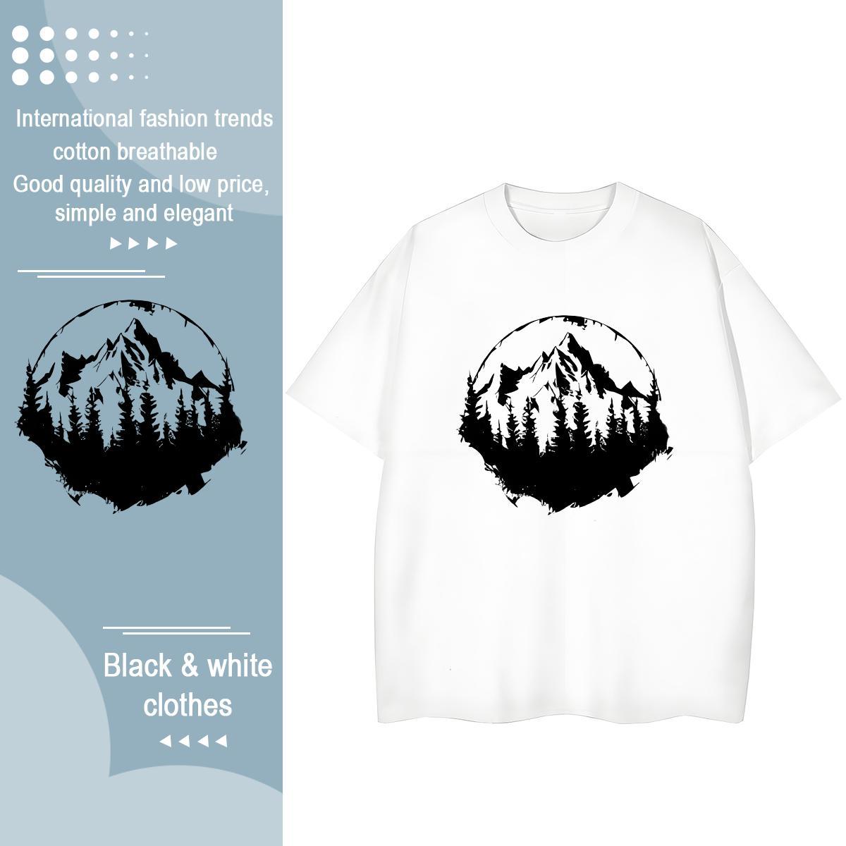 Classic Man T Shirts 230g 100% Cotton mountains Casual Beach Anime Short Sleeve Soft Men Tees Customized Tee Shirt