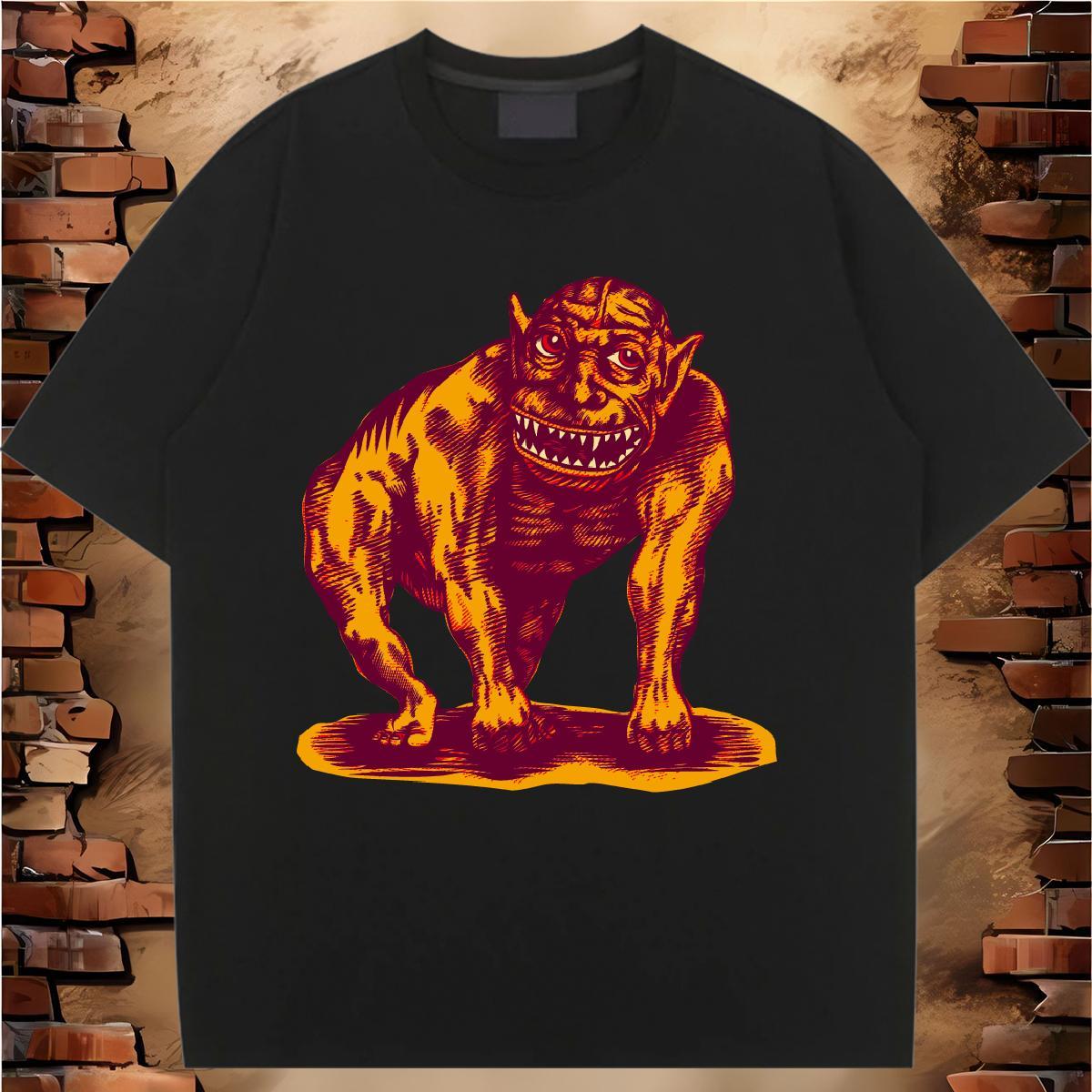 Lady Tshirt for Man Woman 100% Cotton 230g scary Street T Shirts Women Crew Neck Plus Size Cartoon Clothes Shirt