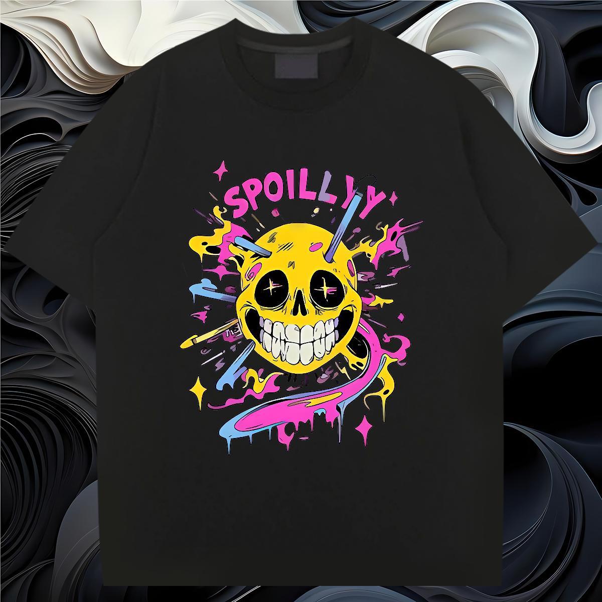 High Quality T Shirts Men 230g Pure Cotton skull Daily Wear Custom Cartoon Crew Neck Breathable Couples T Shirts Classic Top Tees