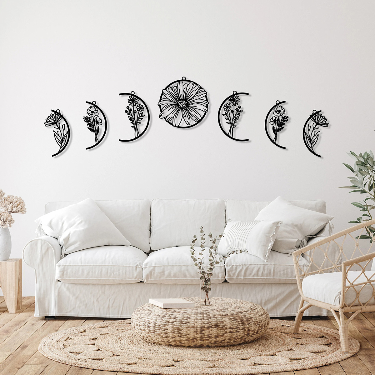 Bohemian Decor Moon Flower Metal Wall Decor Living Room Decor Kitchen Decor Bed Decor
