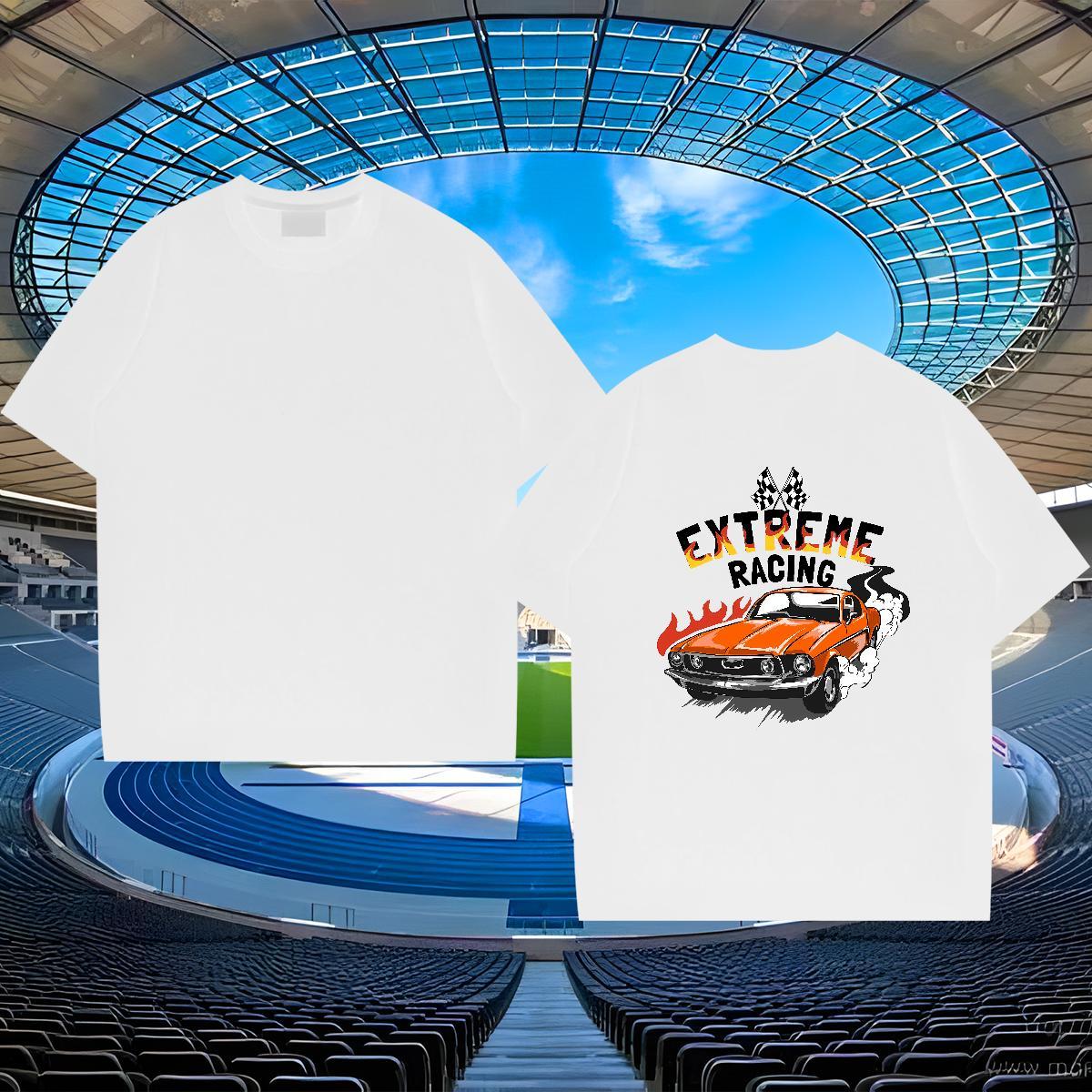 Loose T-Shirts for Men 100% Cotton 230g car Hip Hop Street DIY Short Sleeve Soft Mens Tshirts 2024 Clothes