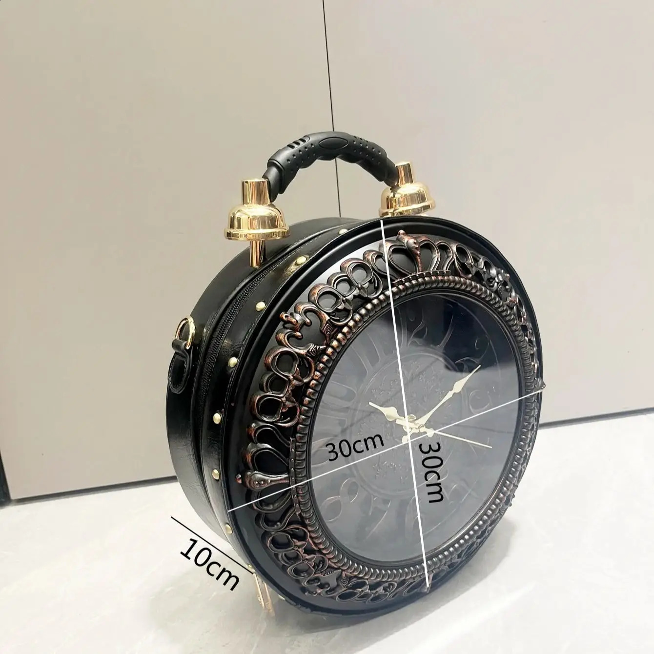 er Purses and Handbags Shoulder Bags funny clock-shaped bag funny Womens round bag pu leather Womans bag 240826
