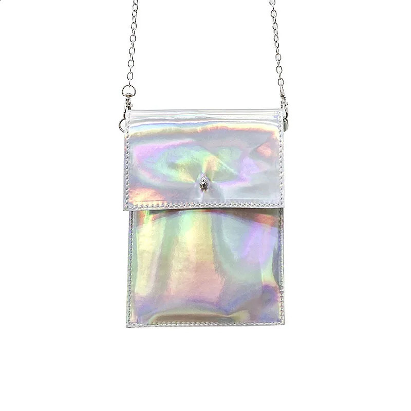 Personality Holographic Shoulder Crossbody Bags Women Mini Purses Fashion Simple Chain Handbags Y2k Aesthetic Chic Cellphone Bag 240824