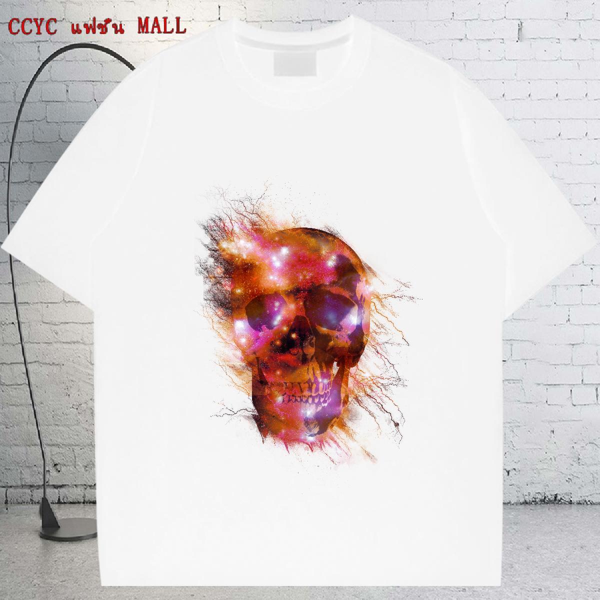 TOP Quality T Shirt For Man 230g Pure Cotton skull Home Outdoor Custom Cartoon Breathable Men Tshirts 2024 Summer Tees