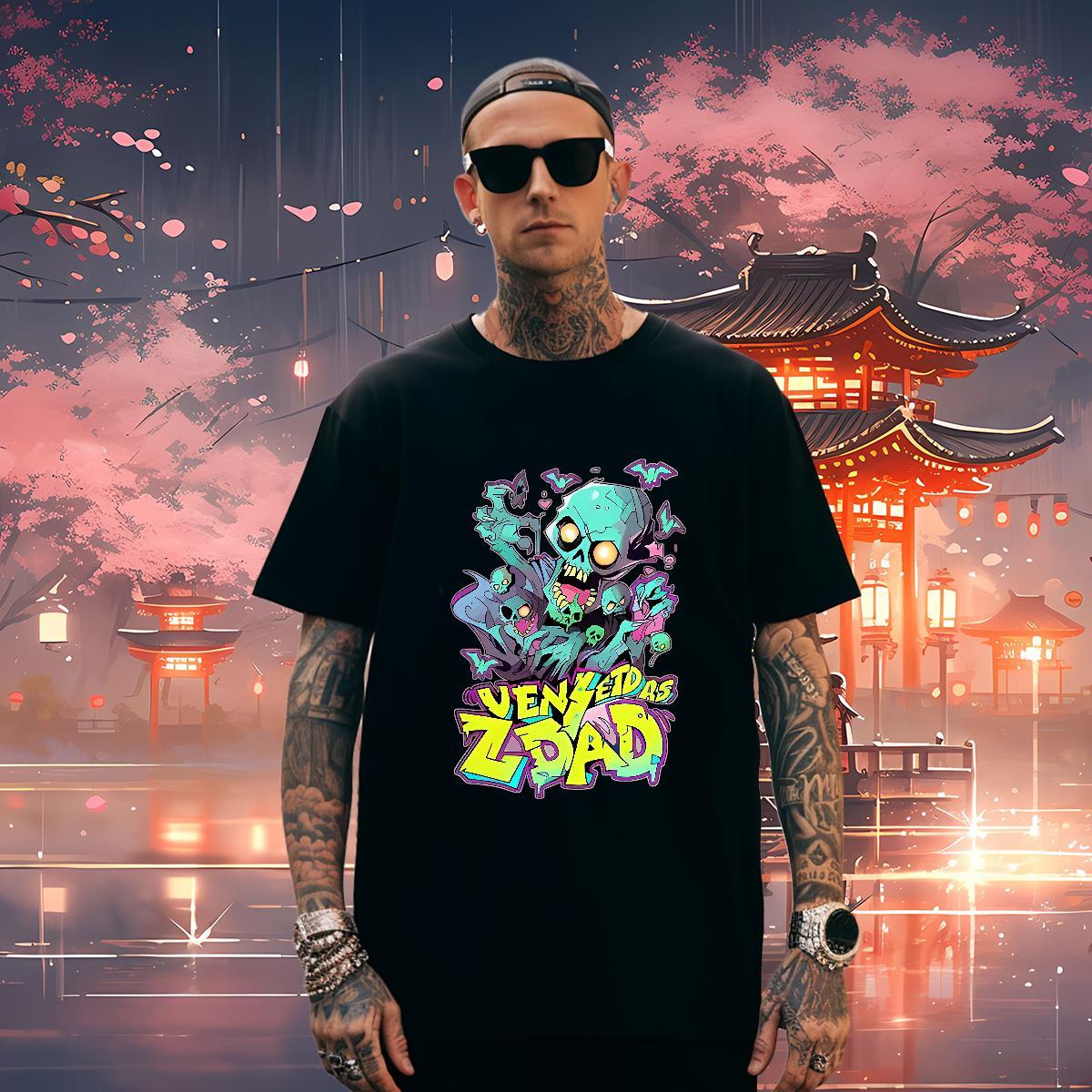 Loose Fit T-Shirts 230g Pure Cotton skull Outdoor Customized Breathable Short Sleeve Men Tees New Tops Tees