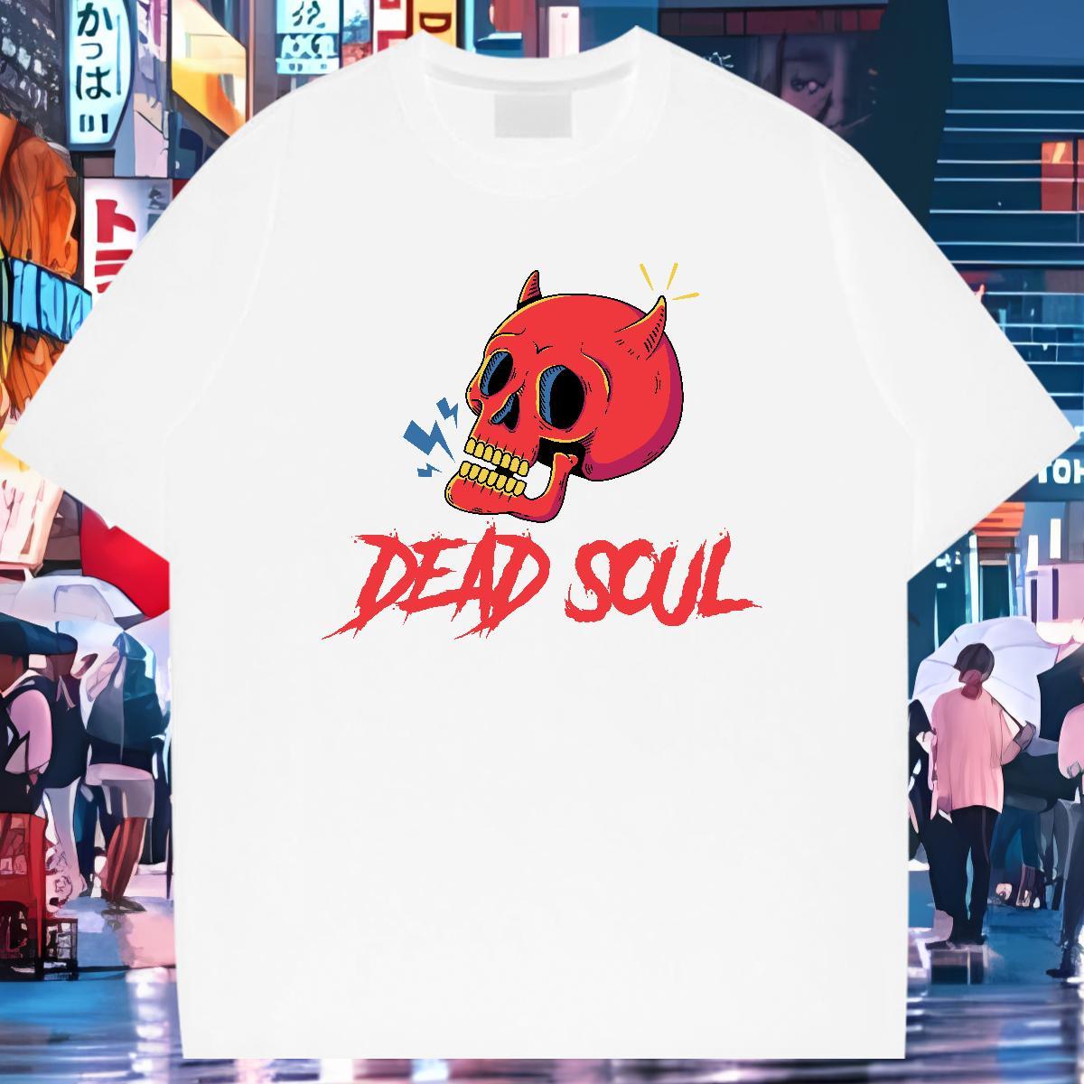 Popular Men T Shirts 230g Cotton skull Street Casual DIY Printed Round Neck Short Sleeve Couples T Shirts 2024 Tops Tees