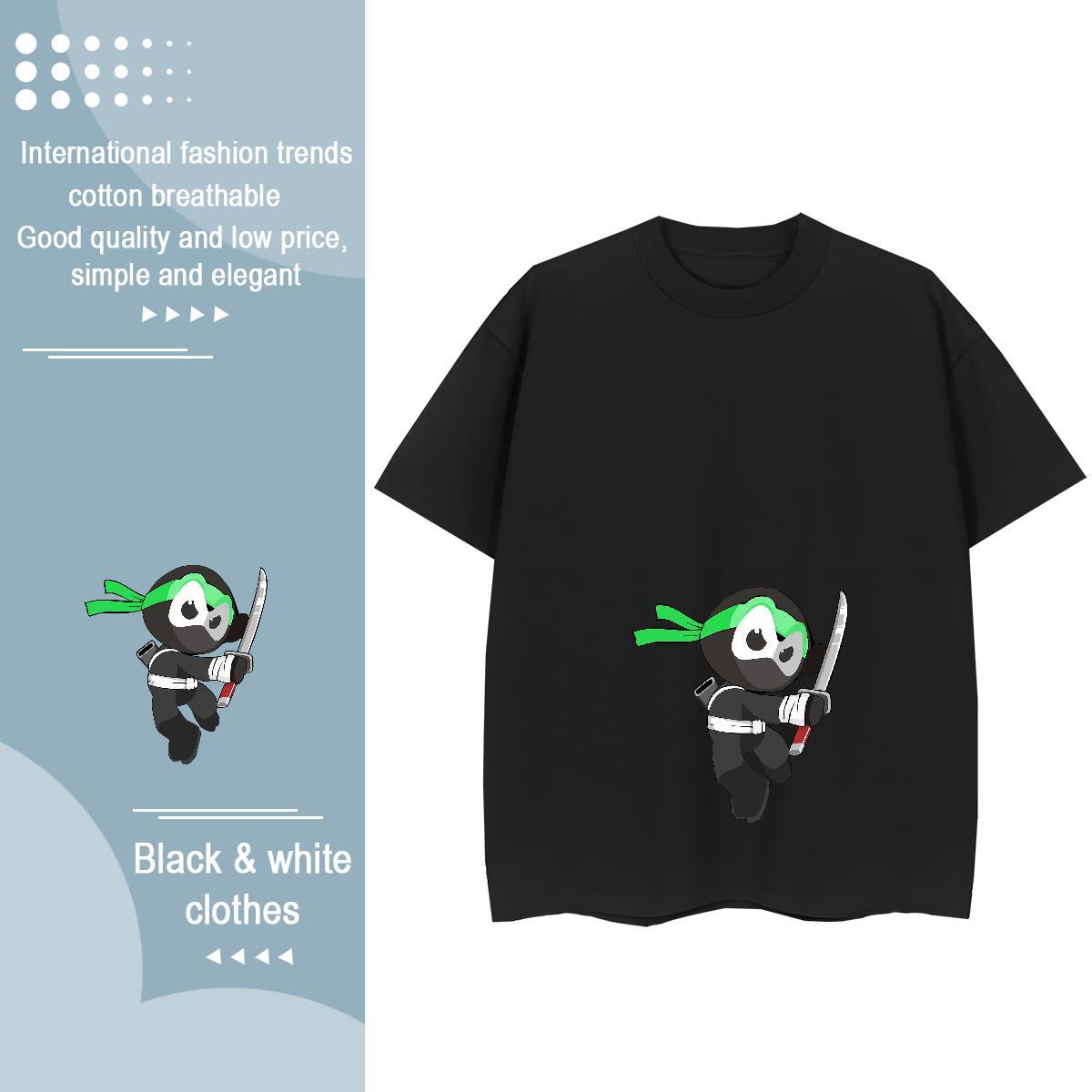 Female Woman Tshirt 230g Cotton painting Summer Casual Womens T Shirts Round Neck Short Sleeve Cartoon Print Clothings
