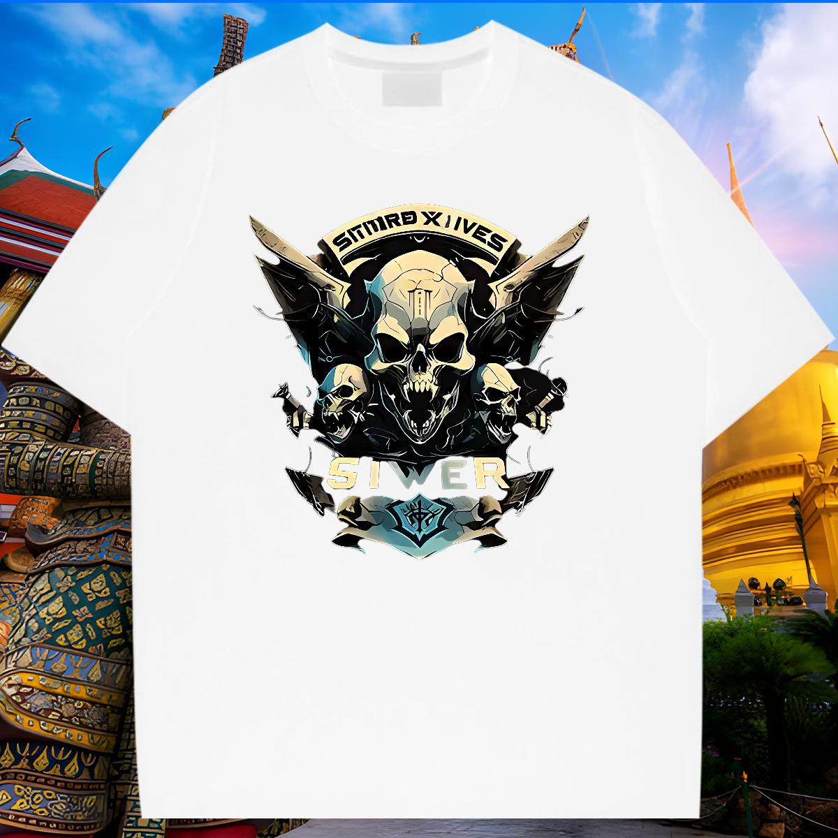 Soft T-Shirts for Men 230g Pure Cotton skull Sport DIY Printed Breathable Short Sleeve Men Tees Custom Tee Shirt