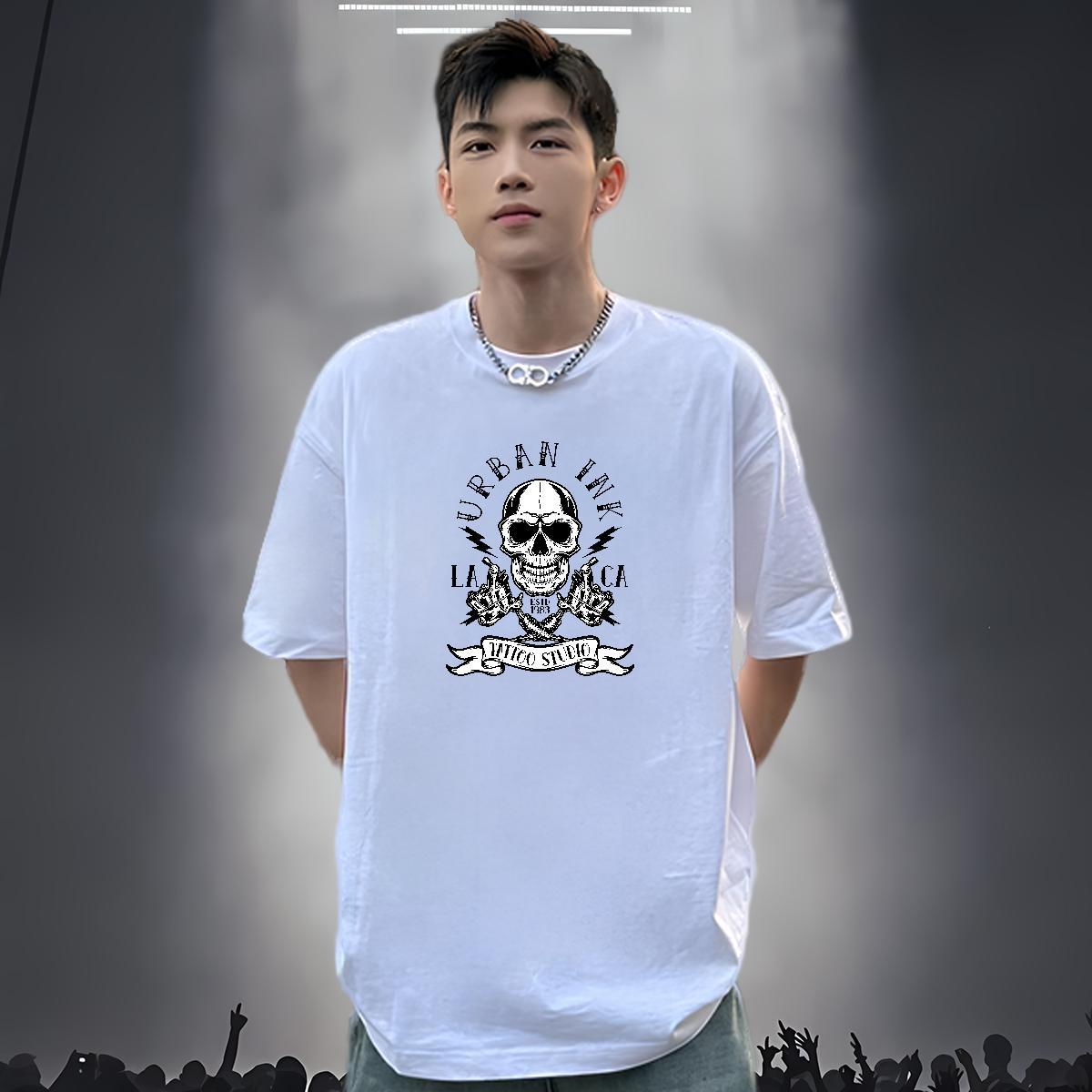Wholesale Man T Shirts 230g Cotton skull Home Outdoor Graphic Breathable Crew Neck Men Tops Tees Fashion Designer Tops Shirt