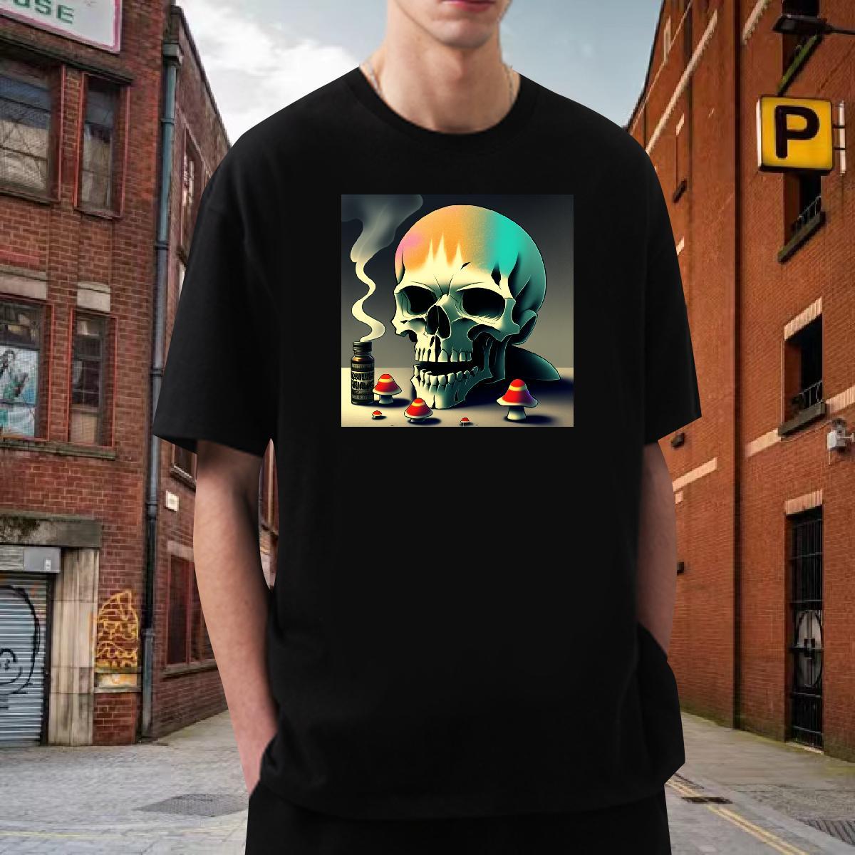 High Quality T shirt 230g Cotton skull Street wear Hip Hop Plus Size Cartoon Short Sleeve Soft Tshirt for Man Woman Fashion Designer Wear