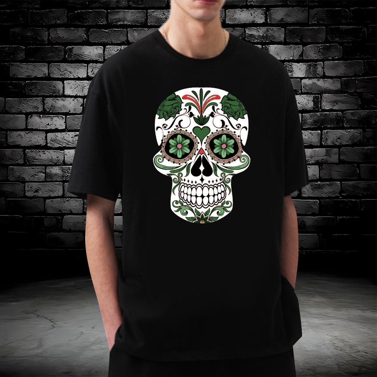 Classic Men T Shirts 230g Cotton skull Street Wear Custom Printing Breathable Crew Neck Mens Tshirts New Arrival Top Tees