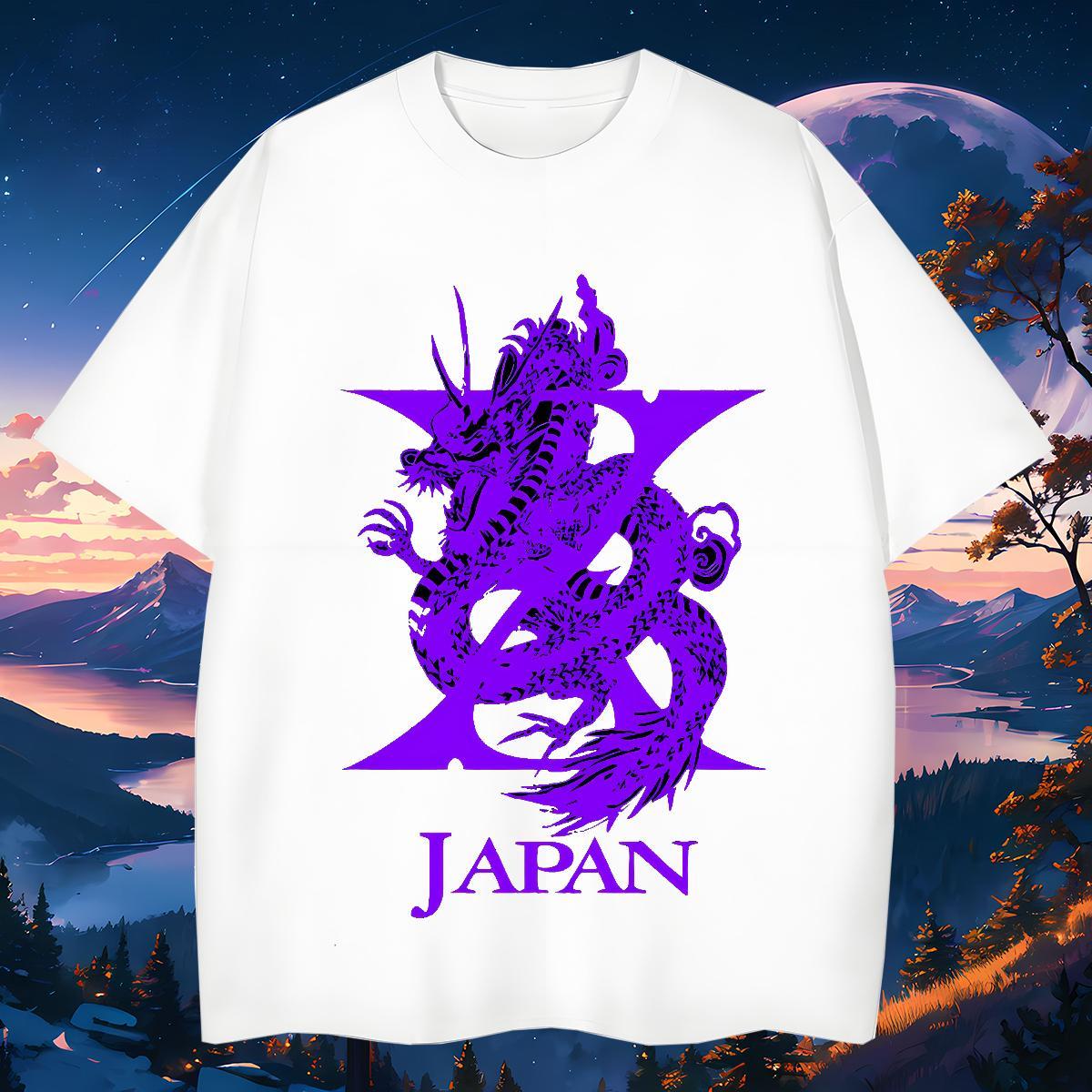 Cool Design T Shirt For Man 230g 100% Cotton purple dragon Outdoor Custom Printed Short Sleeve Soft Mens Tshirts Free Shipping Top Tees