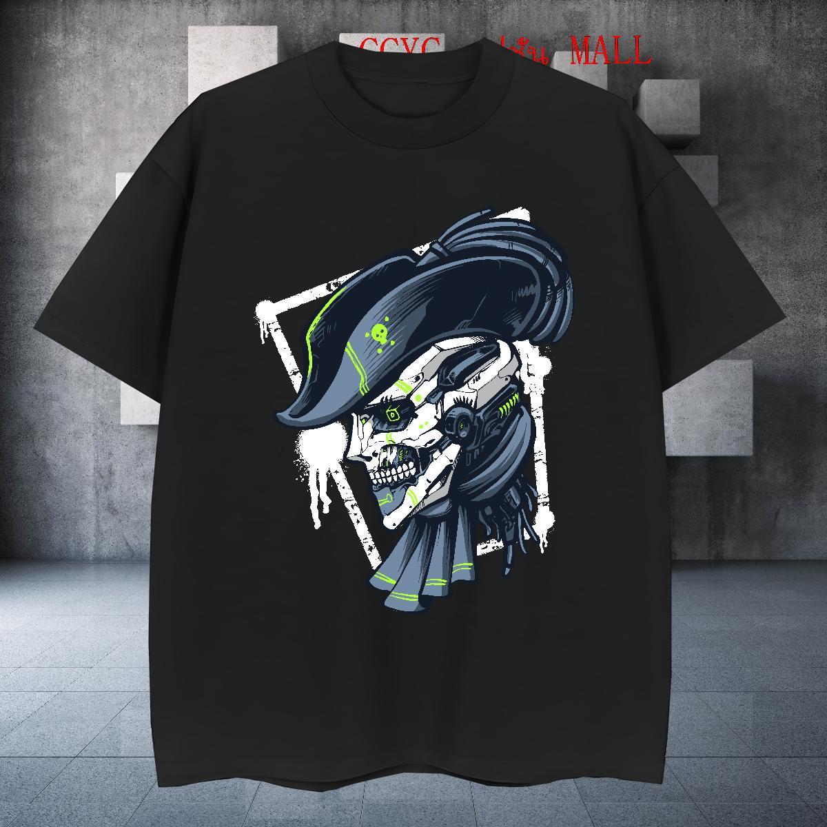 Cool Mens T Shirts 230g 100% Cotton skull Sport Customized Print Breathable Short Sleeve Men Tshirts 2024 Summer Tops Tees