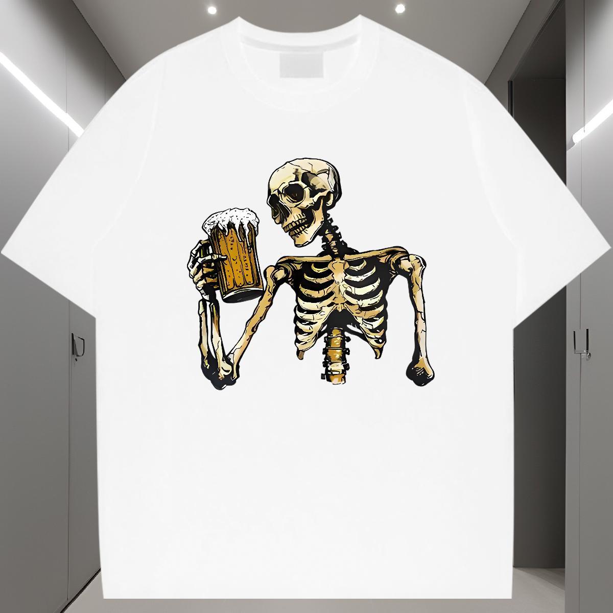 Designer T Shirts Men 230g Pure Cotton skull Outdoor Asian Size Breathable Soft Tshirt for Man Woman DIY Customized Tshirts