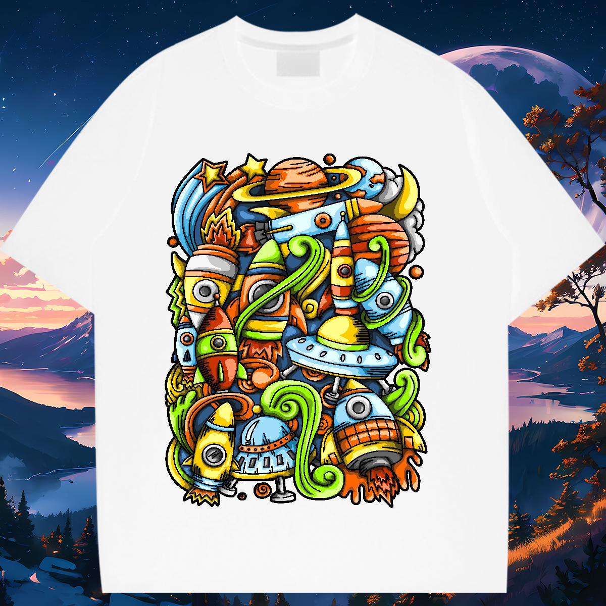 Lady Women Tees 230g 100% Cotton universe Sport T Shirts Women Breathable Short Sleeve DIY Anime Clothes
