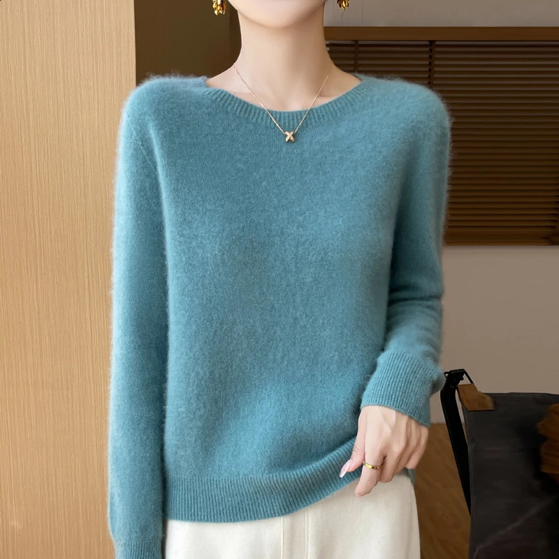Spring and summer cashmere sweater womens clothing 100% Merino wool top round neck knitted with floral basic style Versatile 240826