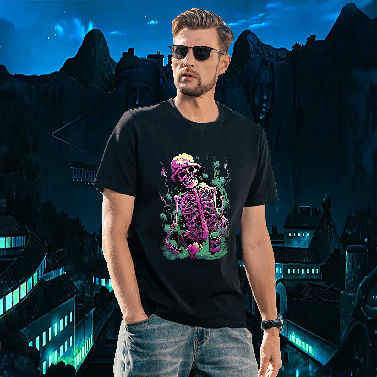 Cool Design Mens T Shirts 230g 100% Cotton skull Hip Hop Street DIY Printed Breathable Short Sleeve Men Tshirts Stylist Tees Shirts