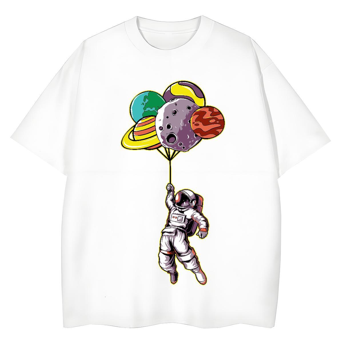 High quality Unisex Tshirts 230g Pure Cotton space Hip Hop Womens T Shirts Round Neck Short Sleeve Black Oversized Clothings