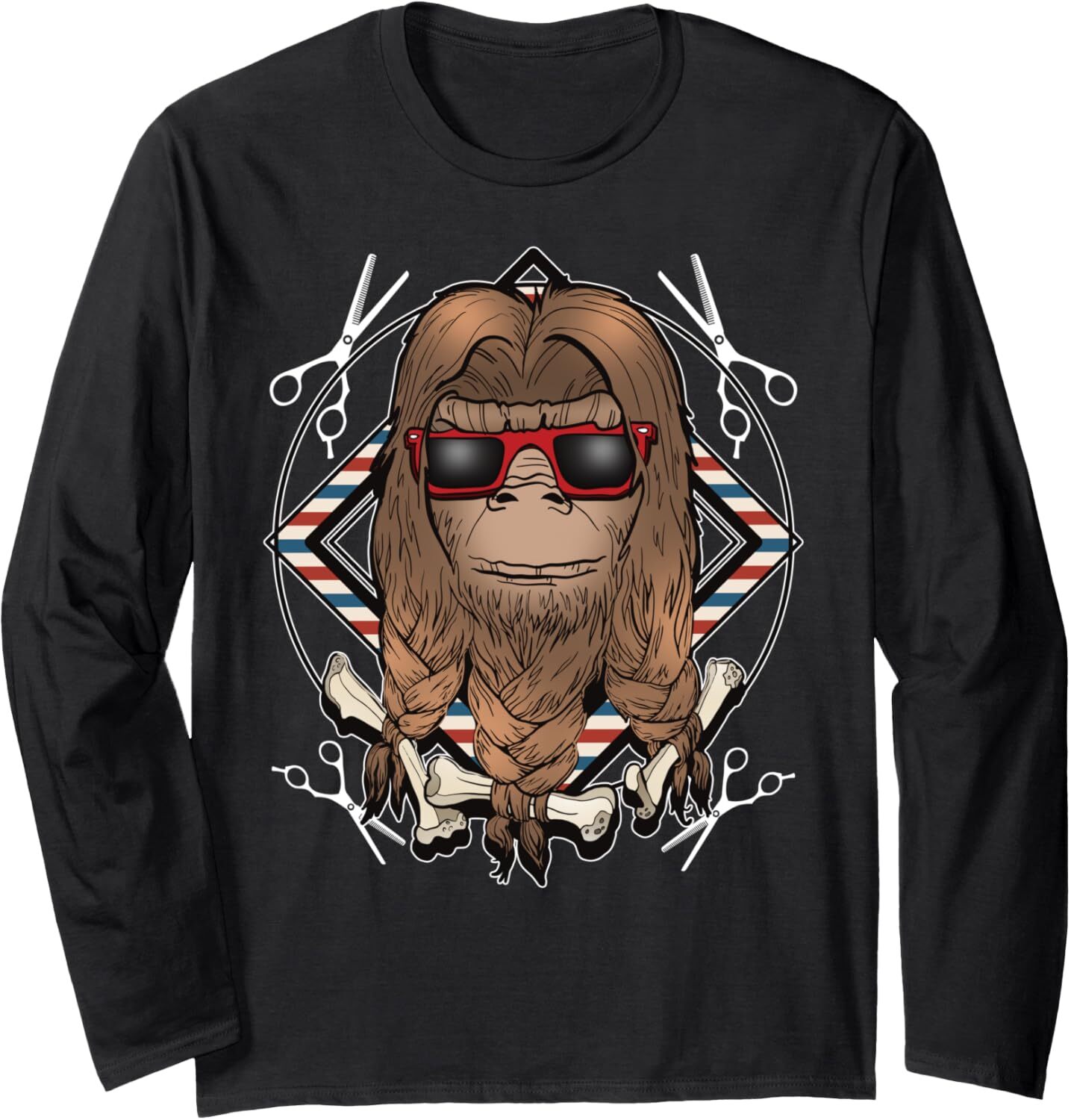 Long Sleeve Shirts for Men sweatshirt Bigfoot Hair Tied With Bones Funny Hairdresser Gift Long Sleeve Tee Streetwear Casual tops clothes