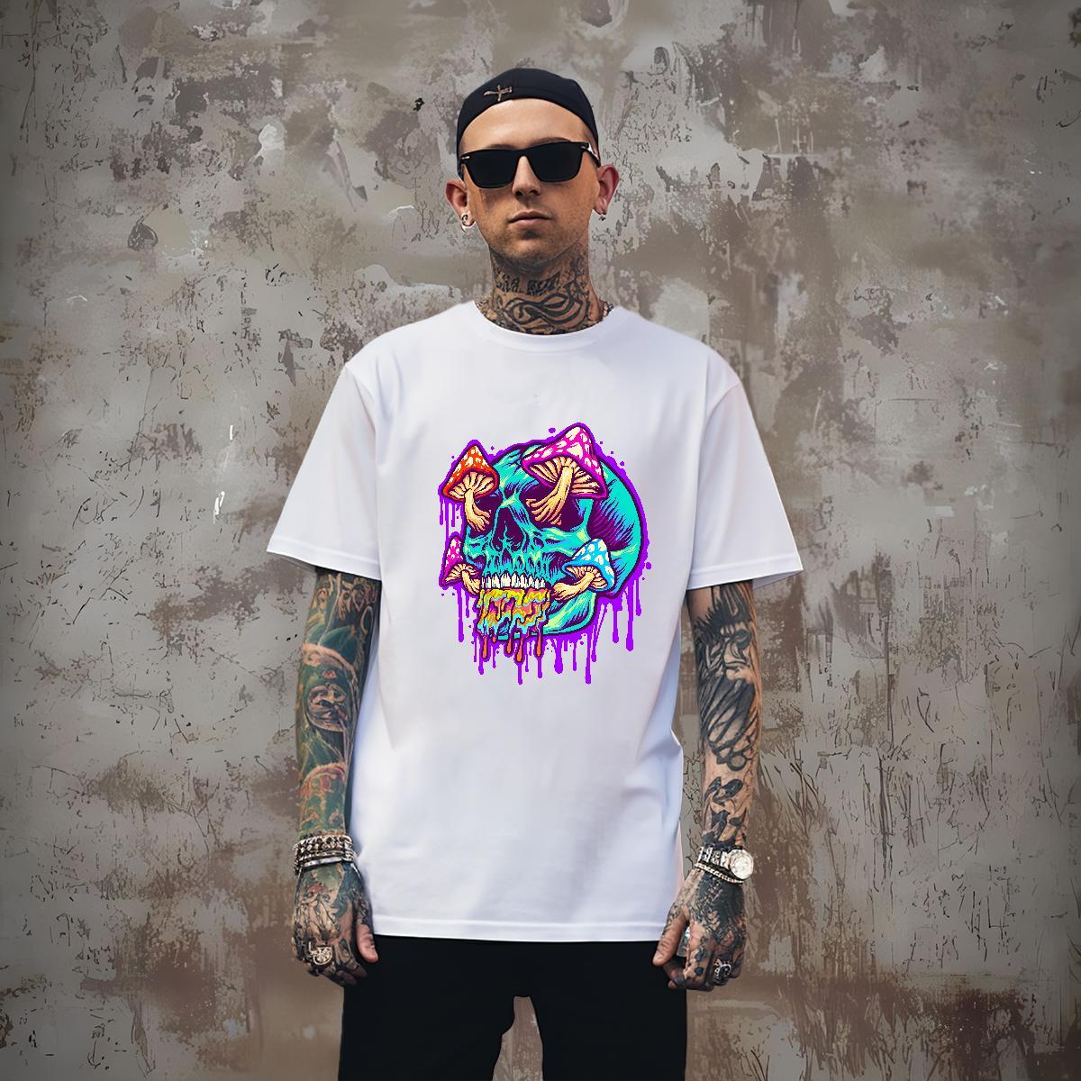 Popular Mens T Shirts 230g 100% Cotton skull Street Custom Anime Short Sleeve O-Neck Men Clothes T-Shirt New Designer Clothings