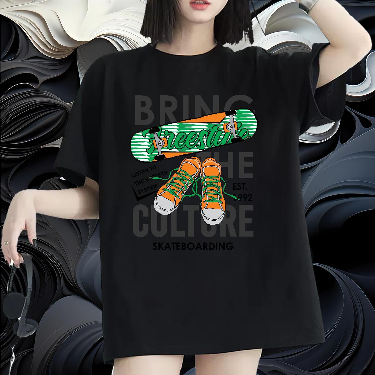 Loose fit Unisex Tshirts 230g Cotton letter Street Wear T-Shirts for Women O-Neck Short Sleeve Custom Print Oversized Tops