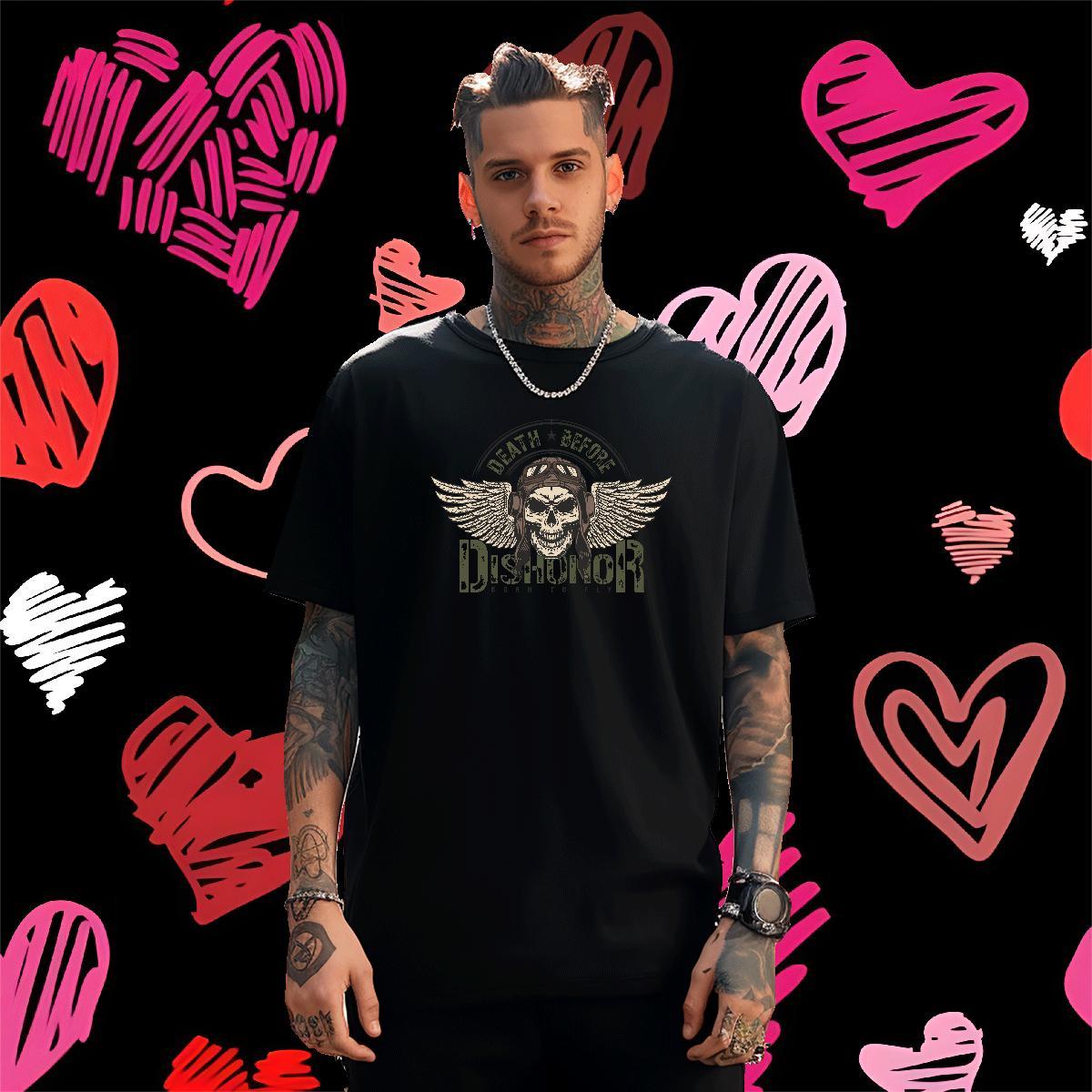 Popular Mens T Shirts 100% Cotton 230g skull Daily Outfit Custom Printing Crew Neck Breathable Tshirt for Man Woman 2024 New Clothes