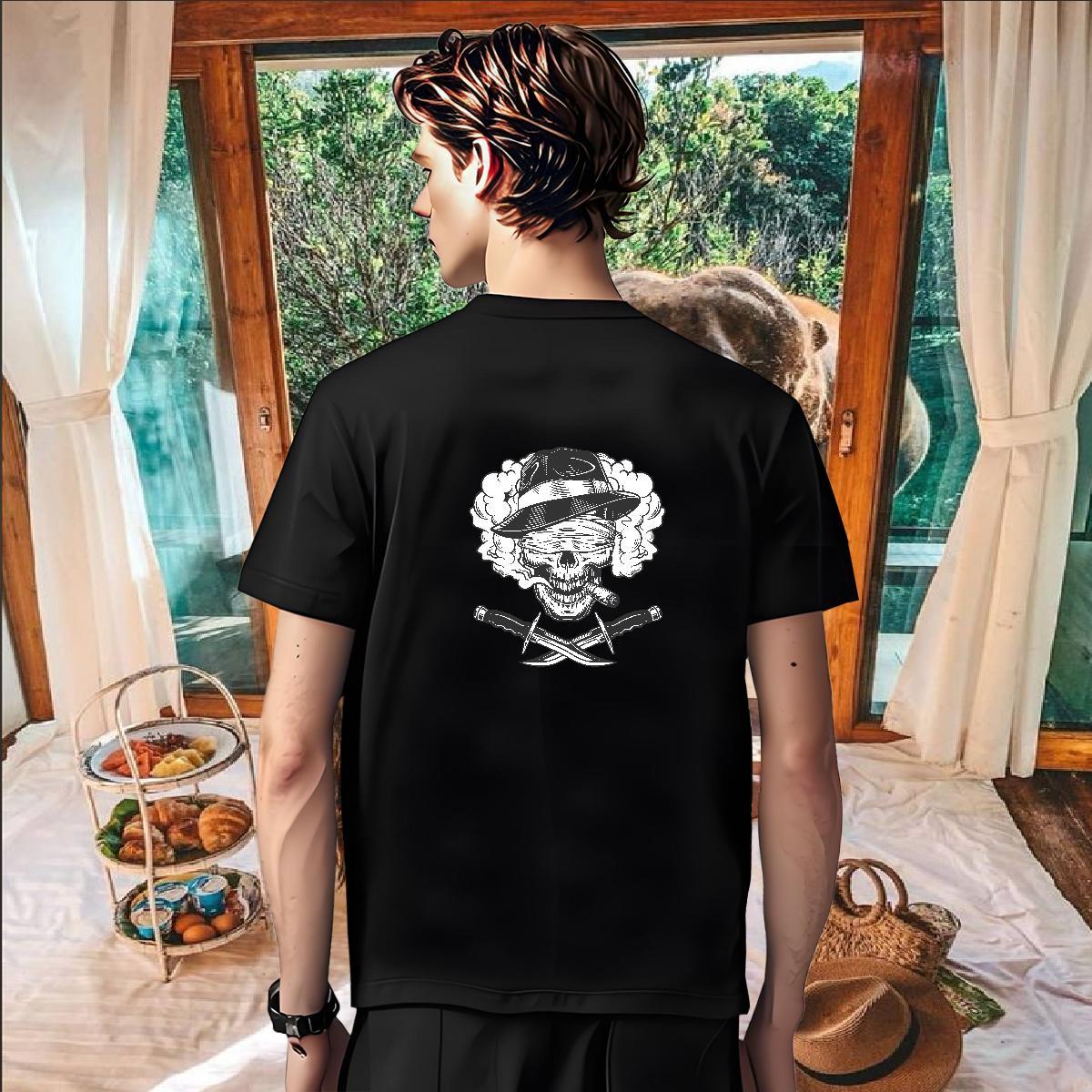 Designer Men T Shirts 230g Pure Cotton skull Anime Printing Street Asian Size Breathable Short Sleeve Mens Tshirts Fashion Clothings